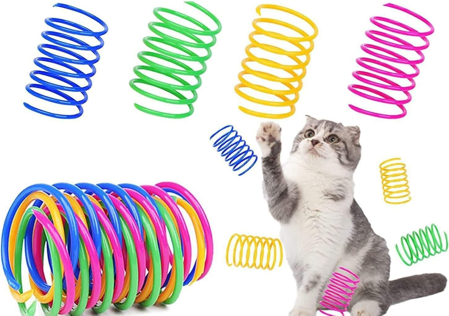 Cat Spring Toys, 32Pcs Colorful Plastic Coils Kittens Supplies Spiral Springs Coil Springs for Cats Kittens image number 5