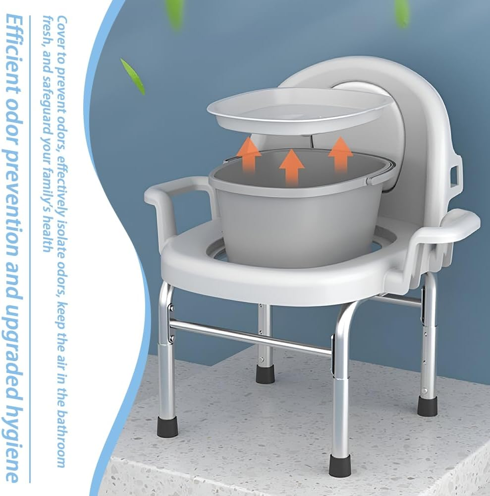 Bedside Commode,Portable Toilet,Adjustable Potty Chair,Commode Chair,Removable Bucket,For Elderly, Pregnant Women, Children, People with Reduced Mobility image number 5
