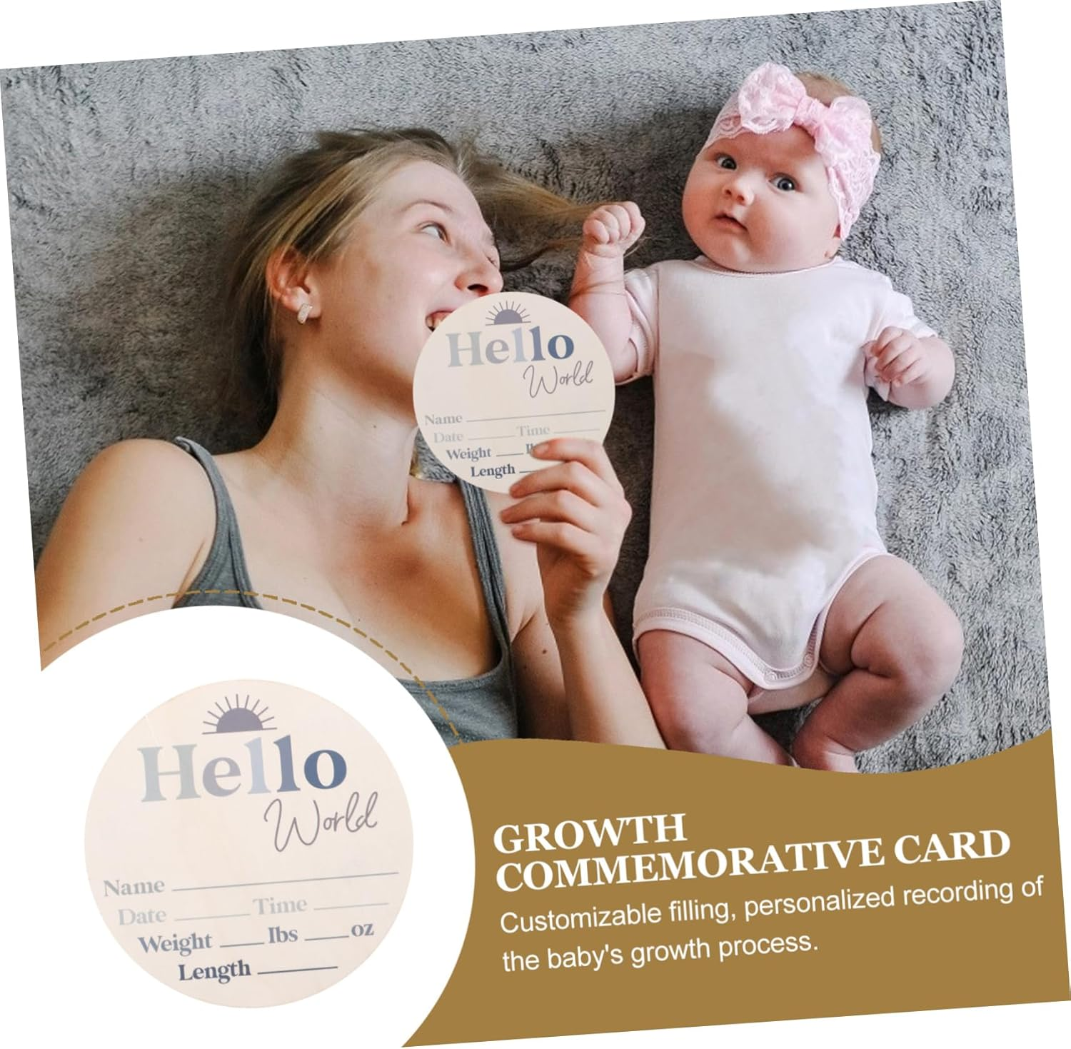 Unique Floral Design Growth Commemorative Card Wood Shower Sign for Newborn Milestone Record image number 6