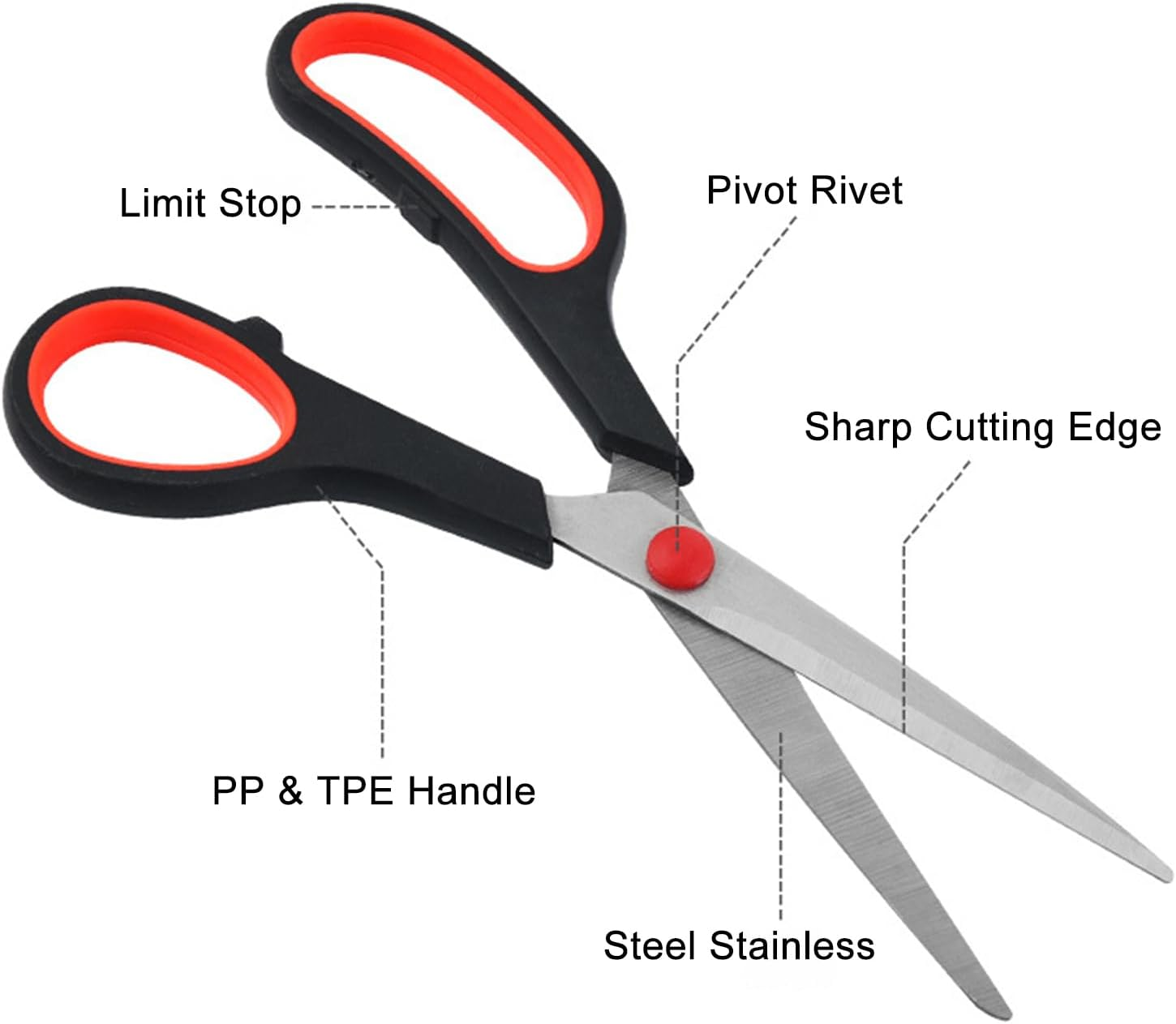 Beleeb 2 Pack Scissors 8.5" Stainless Steel, All Purpose Scissors for Office Kitchen Fiskars Fabric Craft Sewing, Ergonomic Handle image number 1