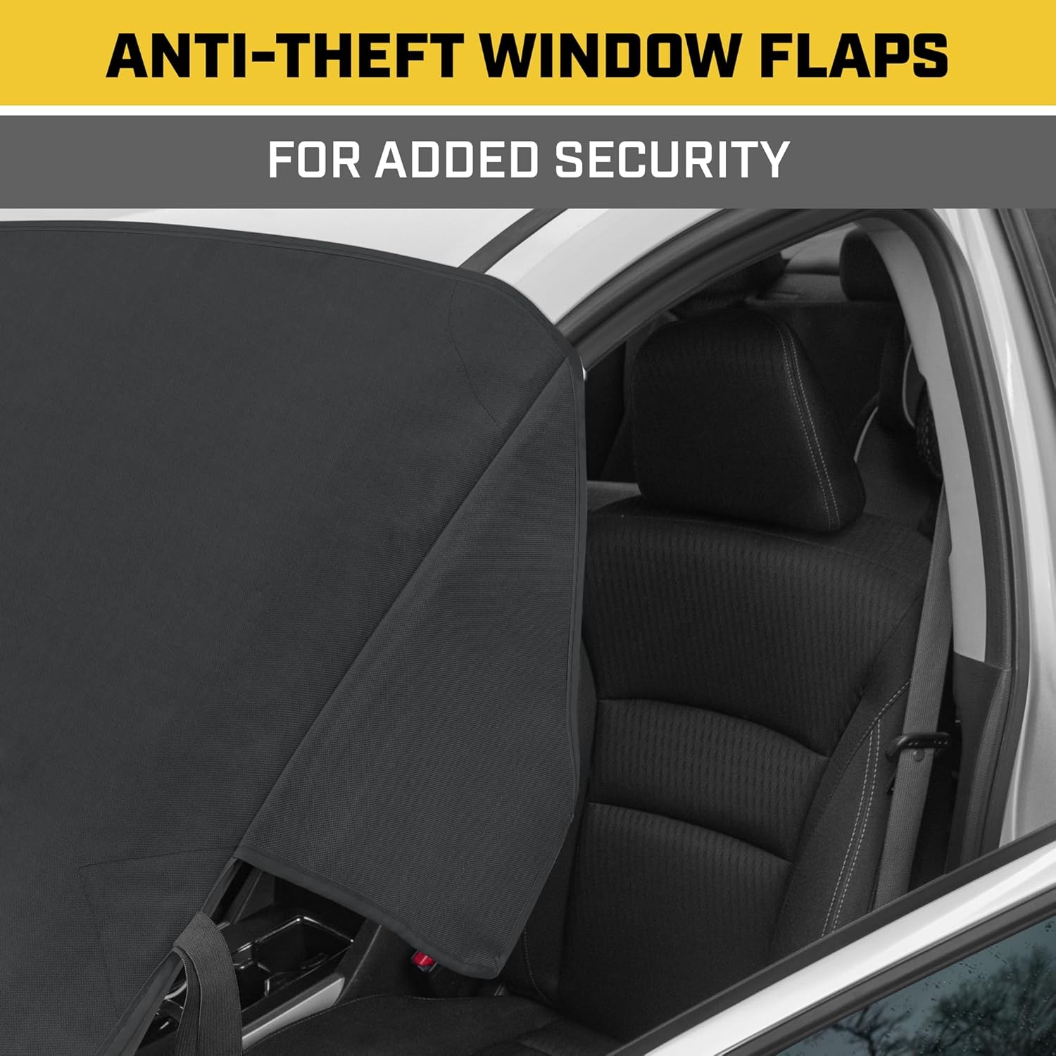 CAT Windshield Snow Cover, Toughest Car Frost Protector for Ice & Sleet, Weatherproof for Winter, Includes Magnetic Anti-Theft, Freeze Protector for Auto Car Truck Van SUV, Wide Size 78"X45" Inch - Black image number 5