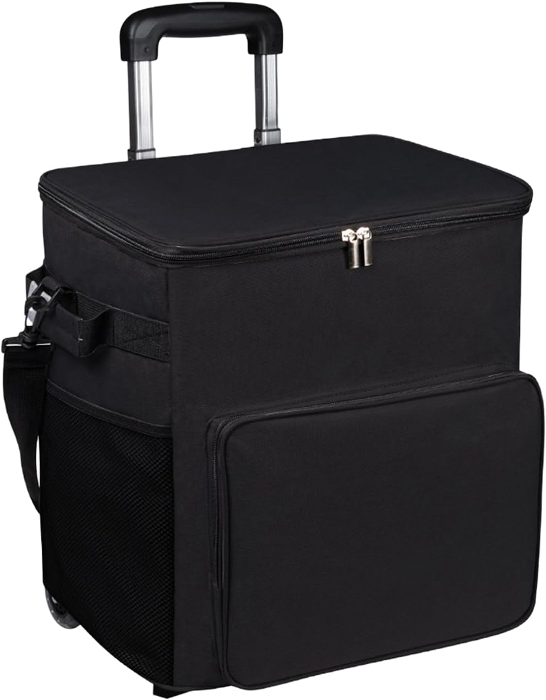 Cooler with Wheels - Soft-Sided Ice Chest,Trolley Cart with Handle 35L Insulated Leakproof Travel Bag for Outdoor Patio Picnic Camping Shopping - Black image number 6