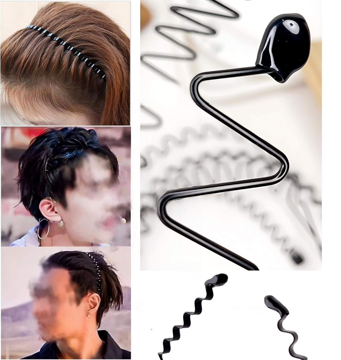 Aknebriax 12 Pieces Headband for Men Adjustable Wavy Black Hair Band Non-Slip Hair Hoop Unisex for Home, Outdoor, Sports and Yoga Accessories(Black) image number 4