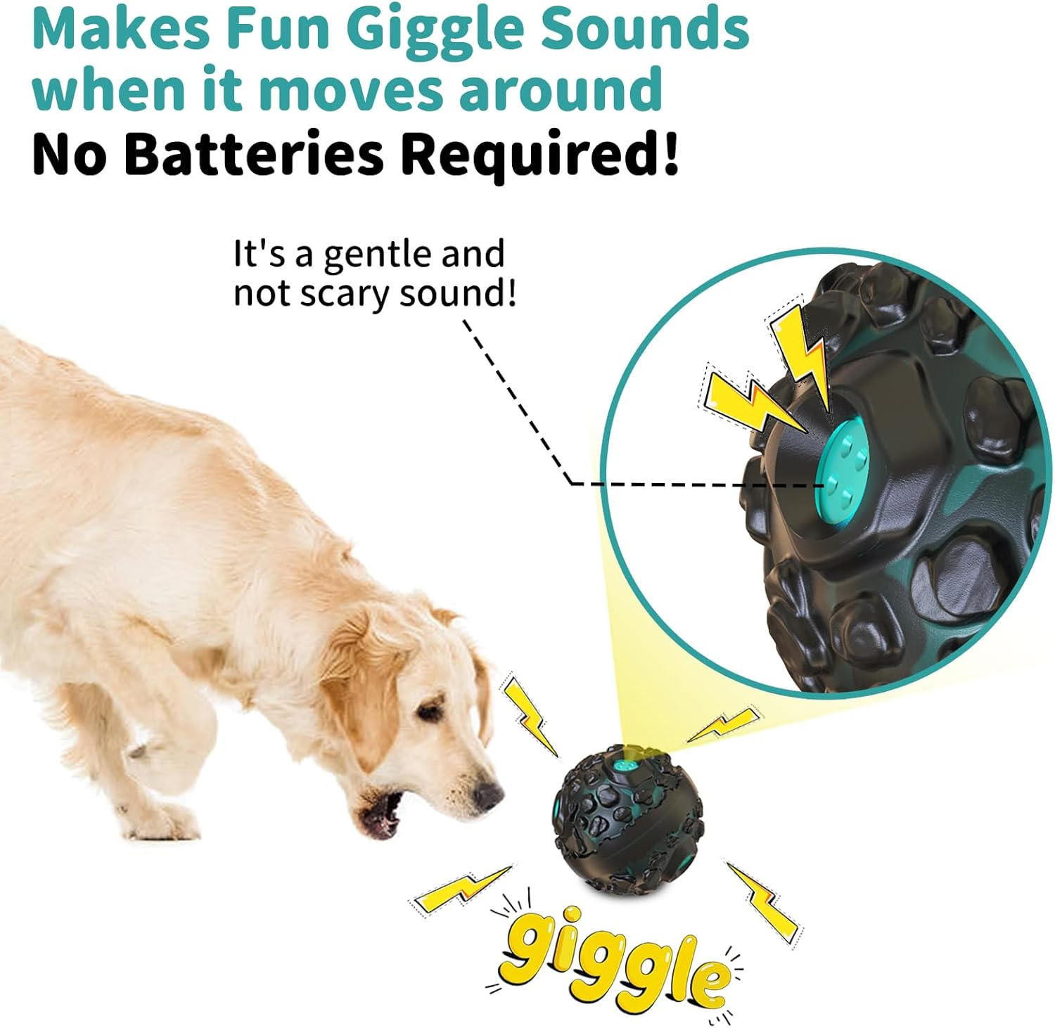 Joybruko Dog Ball for Aggressive Chewers - Interactive Dog Toy Balls Fun Squeaky Sound to Keep Them Busy, Durable for Small Medium Large Breeds, Rubber Pet Chew Toys, as Seen on TV, Black & Lake Blue