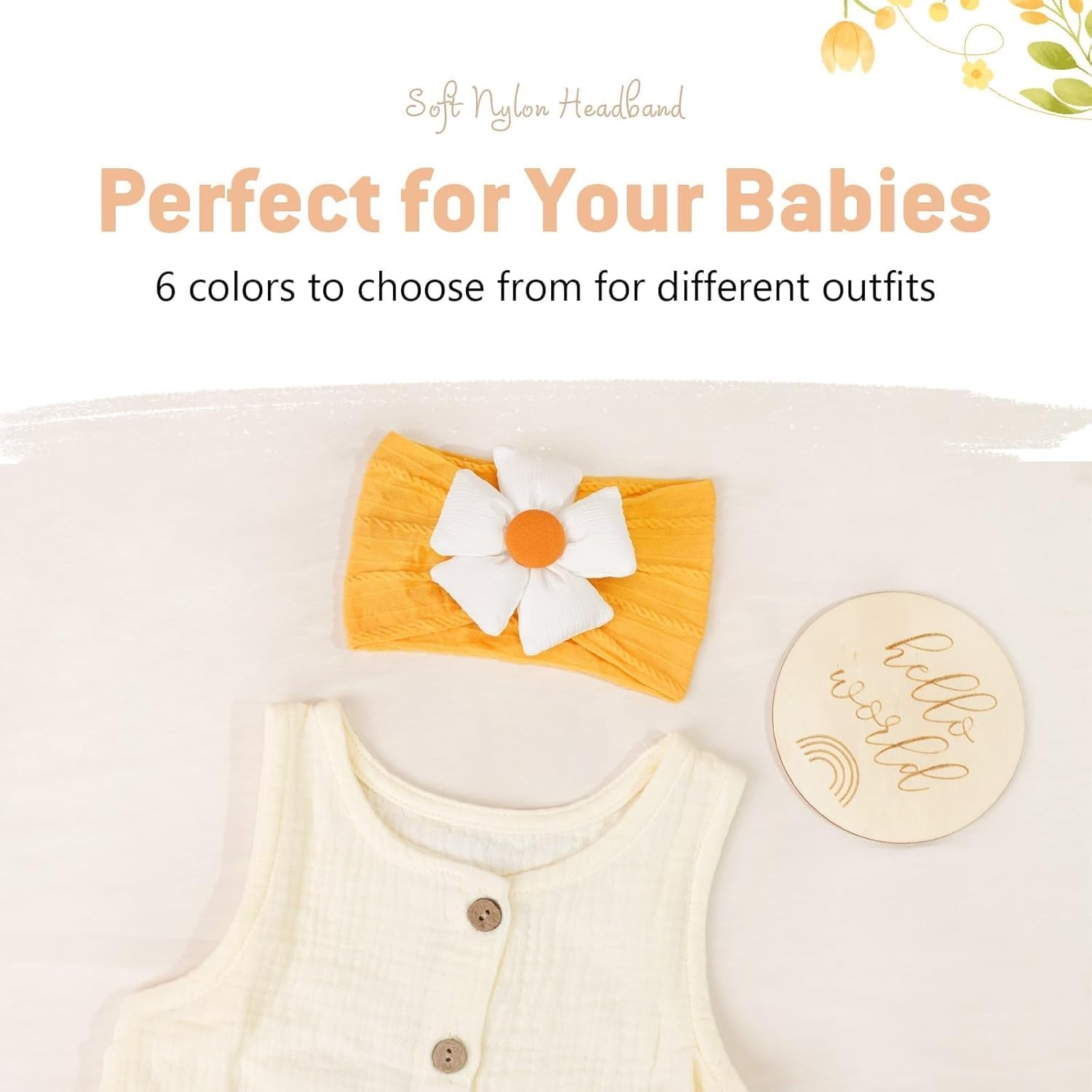 Baby Flower Headbands Baby Girls Flower Bows Nylon Head Wear Hair Accessories for Newborn Infant Toddlers image number 3