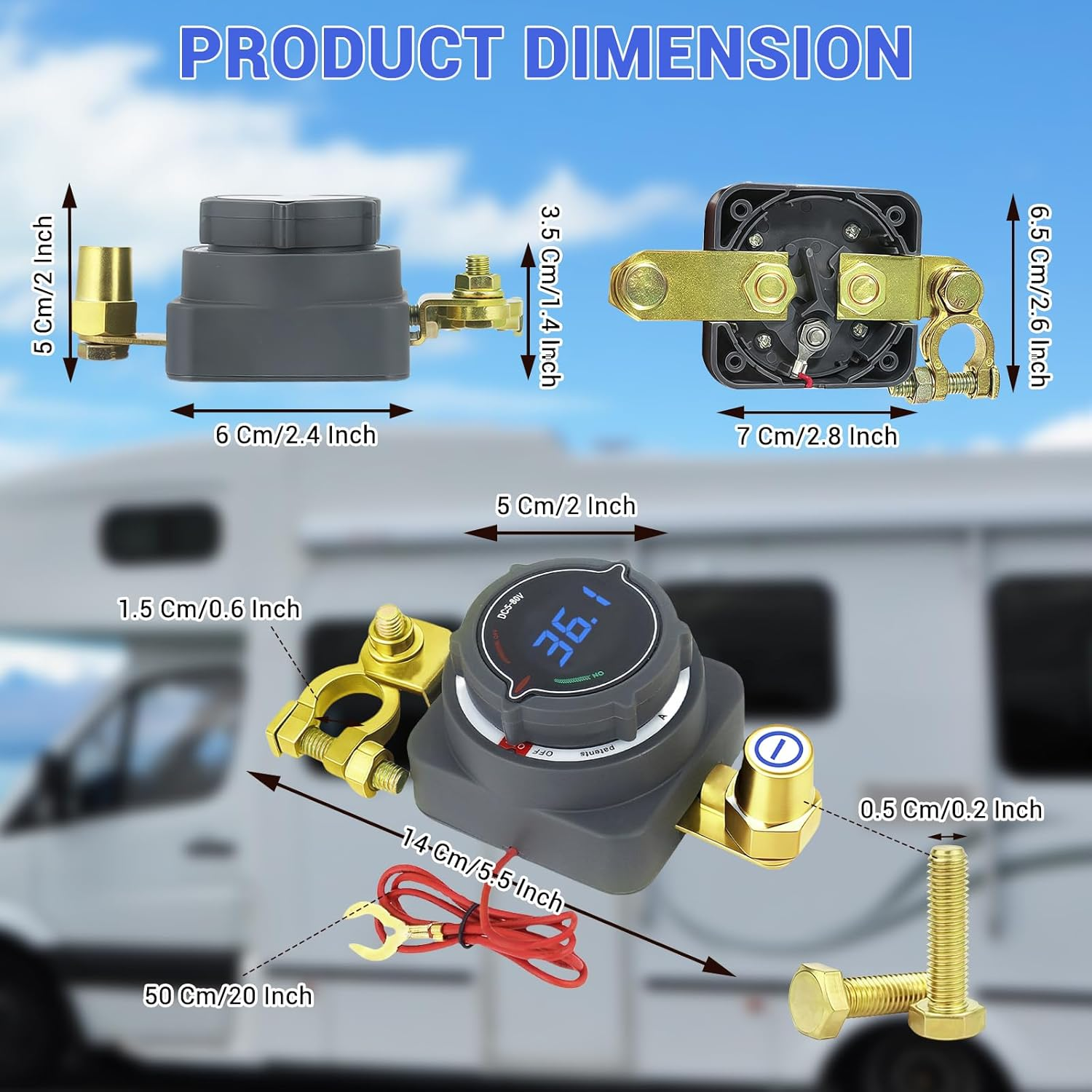 AULESSE Battery Isolation Switch 300A with Voltmeter High Power Battery Disconnect Switch 12V 24V 36V 48V Cut/Shut off for Cars Trucks Boats Yachts Rvs Atvs image number 2