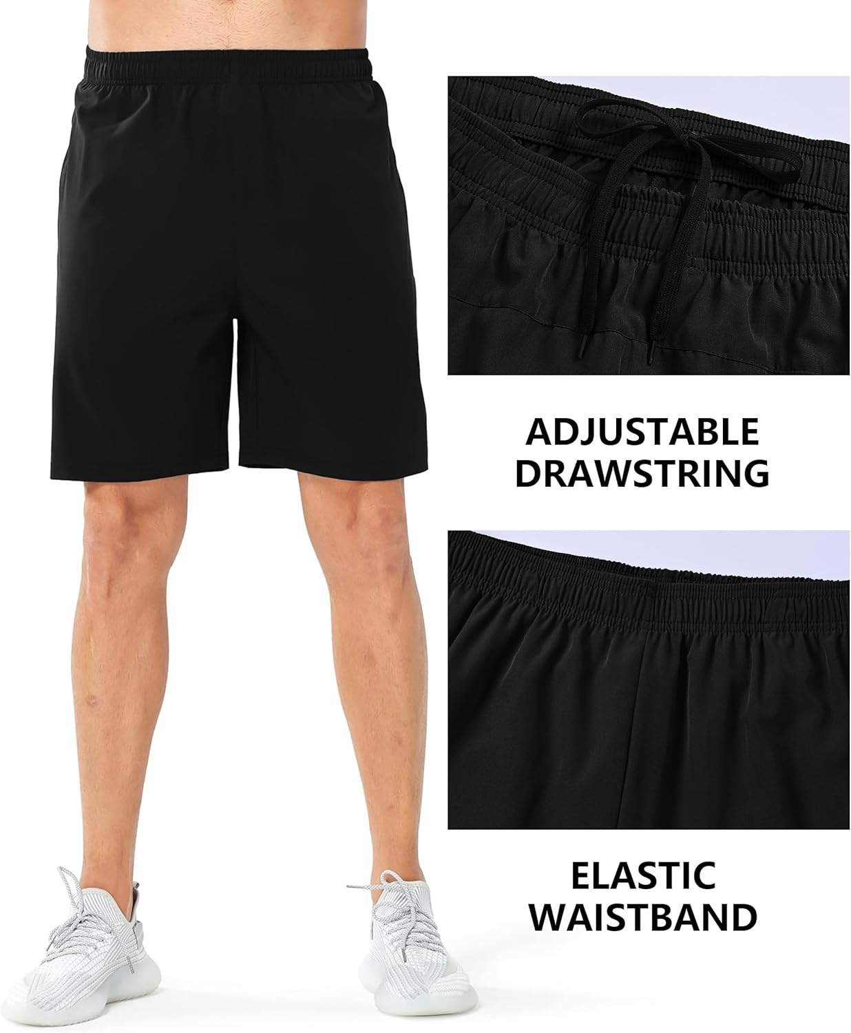 Mens Sport Shorts 3 Pack Zip Pockets Gym Training Athletic Shorts for Men with Drawstring Elastic Waist image number 1