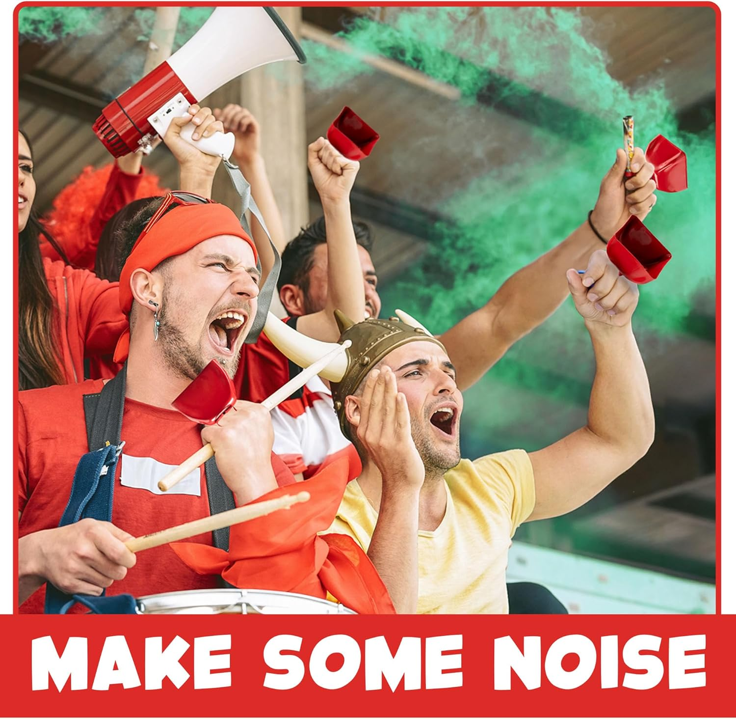 Metal Cowbells - Red 3 Inch Cow Bells Noise Makers, Loud Call Bell with Handles for Sporting Events, Cheering, Team Spirit, Noisemakers, Weddings, (Pack of 12) image number 4