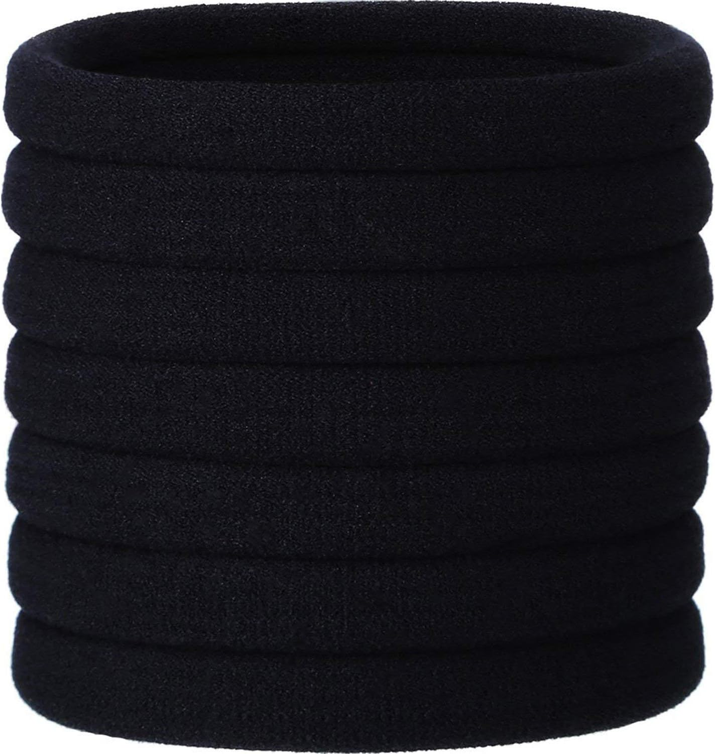 20 Pieces Large Stretch Hair Ties Hair Bands Ponytail Holders Headband for Thick Heavy and Curly Hair (Black, 5 Cm in Diameter, 1 Cm in Width)