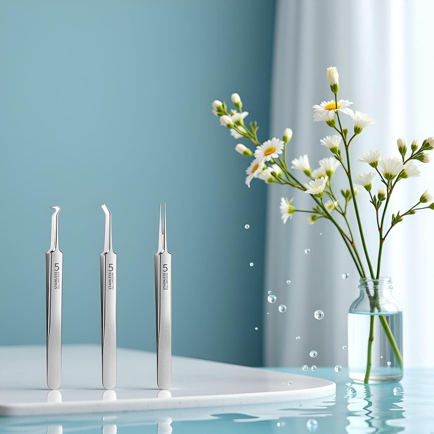 3Pcs Silver Professional Blackhead Tweezer Professional Facial Blackhead Remover Tweezers Precision Extractor Acne Removal Kit Pimple Popper Tool with Storage Box Skin Care Tools and Accessories image number 5