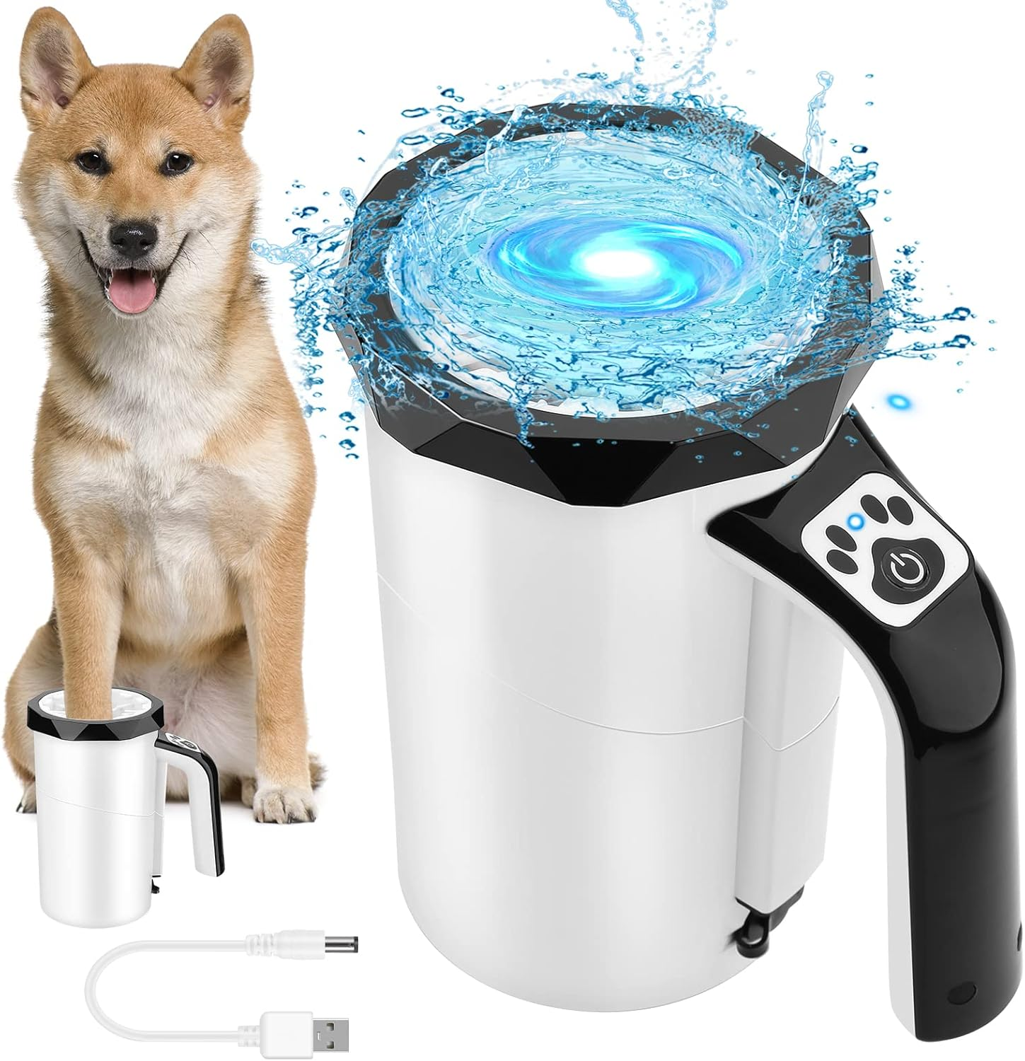 MYPIN Automatic Dog Paw Cleaner, 7.4V Rechargeable Dog Paw Washer Cup, 2-In-1 Portable Pet Paw Cleaner with Soft Silicone Brush, Suitable for Big Dogs and Cats with Muddy Paws (Black) image number 6