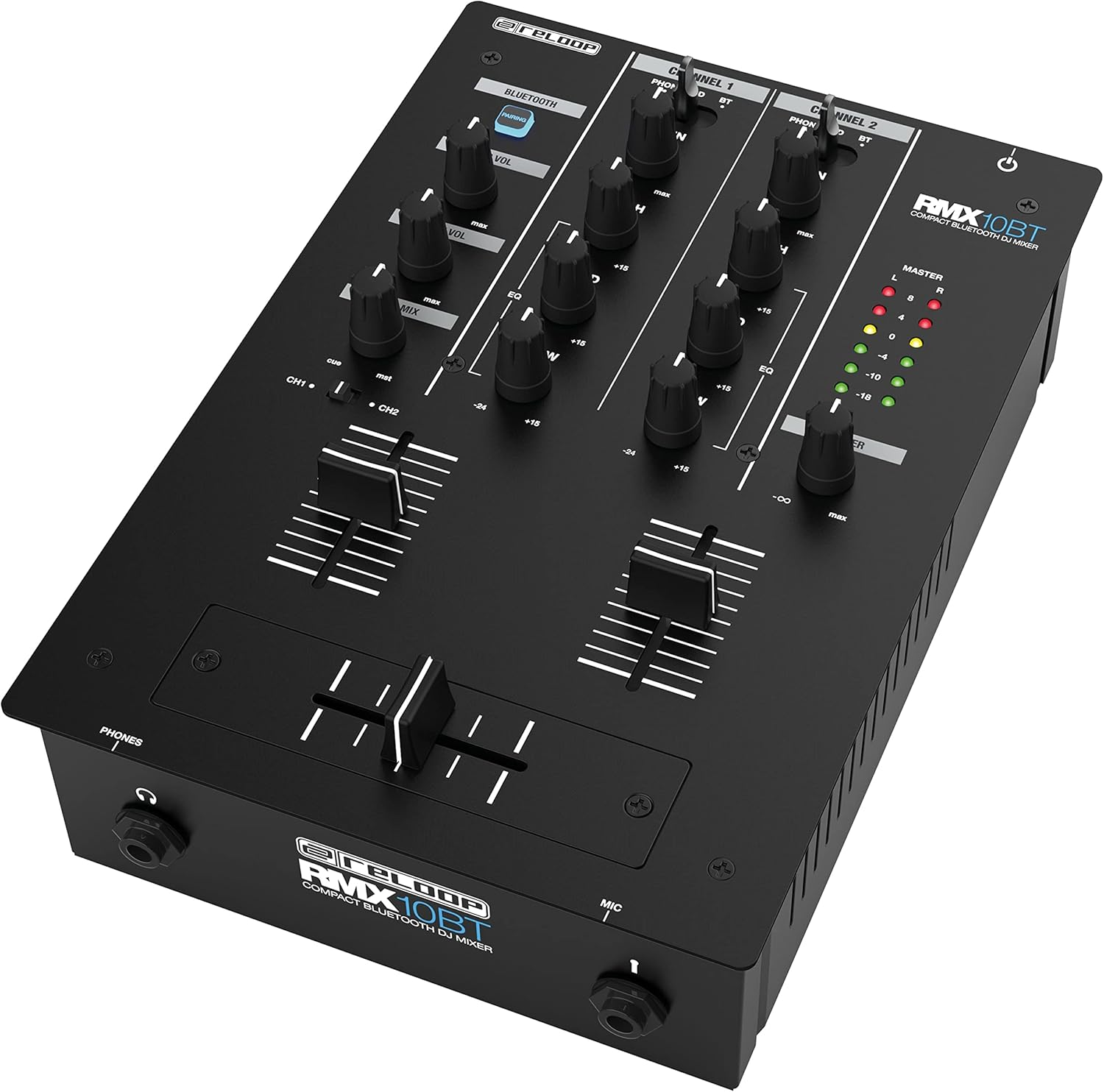 Reloop RMX-10BT 2-Channel DJ Mixer with 3-Band EQ and Bluetooth Input for Wireless Music Streaming from Your Smartphone/Tablet Directly to Your Mixer