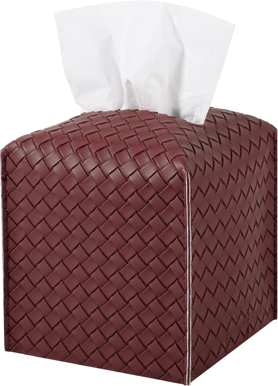 Tissue Box Cover PU Leather Tissue Holder Square Facial Tissue Case Facial Paper Organizer Dispenser for Bathroom, Vanity Countertop, Tabletop, Car, Rectangle, Misty Gray