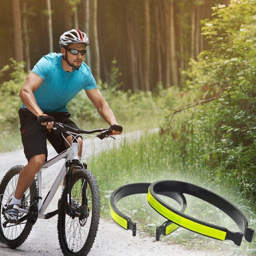 FUNNTY 2 Pcs High Visibility Reflective Bike Trouser Pant Clips with Powerful Reflective Bands Lightweight Safety Strips Fluorescent Color Cycling Clamps Night for Outdoor Cycling Jogging Walking image number 1