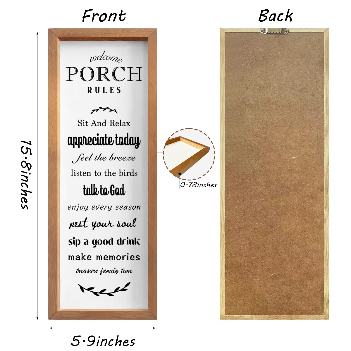 Porch Decor Porch Sign Rustic Country Outdoor Porch Decor Decorative Wooden Framed Sign Back Porch Decor Farmhouse Wall Decor Porch Accessories Home Office Patio Garden Door Entryway Decoration image number 5