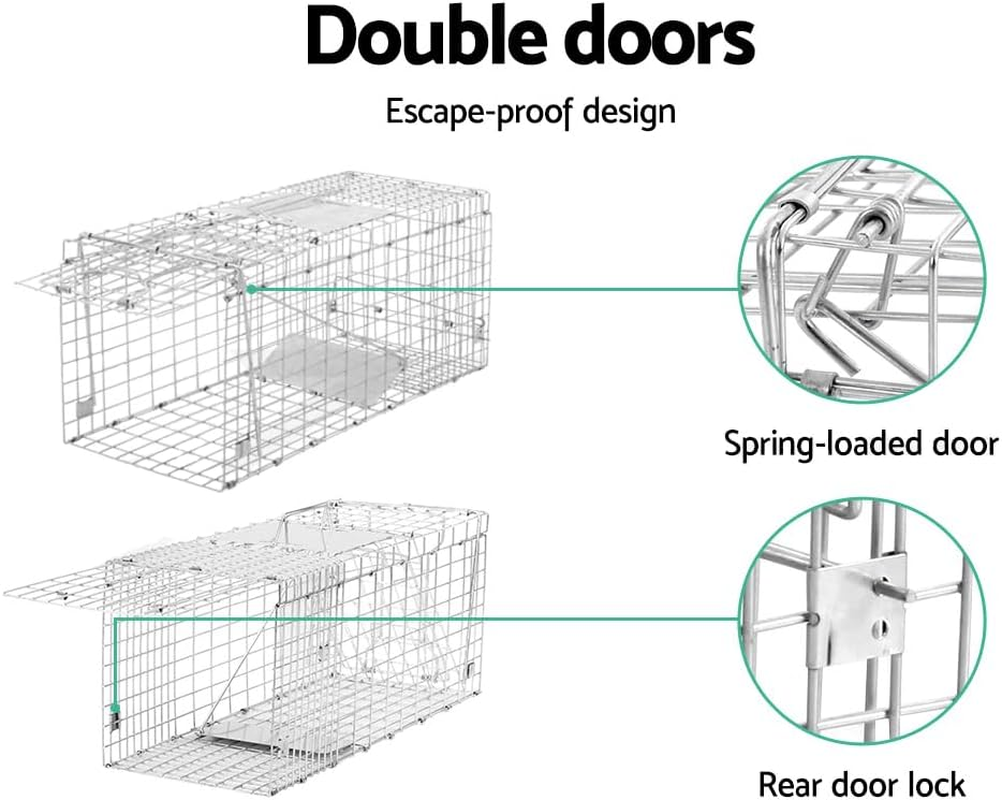 Extra Large Animal Trap Cage,Humane Live Catcher,Reusable Mice Trap Live Cage,Possum Fox Rabbit Rat Cat for Indoor and Outdoor Use (61X18X21Cm) image number 2