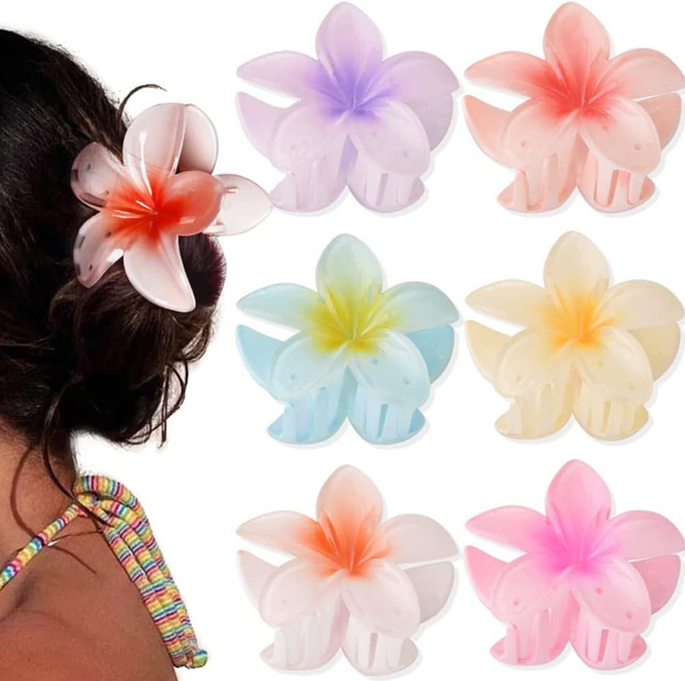 ZSPERKLA Pack of 6 Flower Hair Clips for Thick Thin Hair, Non-Slip Acrylic Hair Clips Large Hair Clips for Women Girls Hair Styling Accessories image number 5