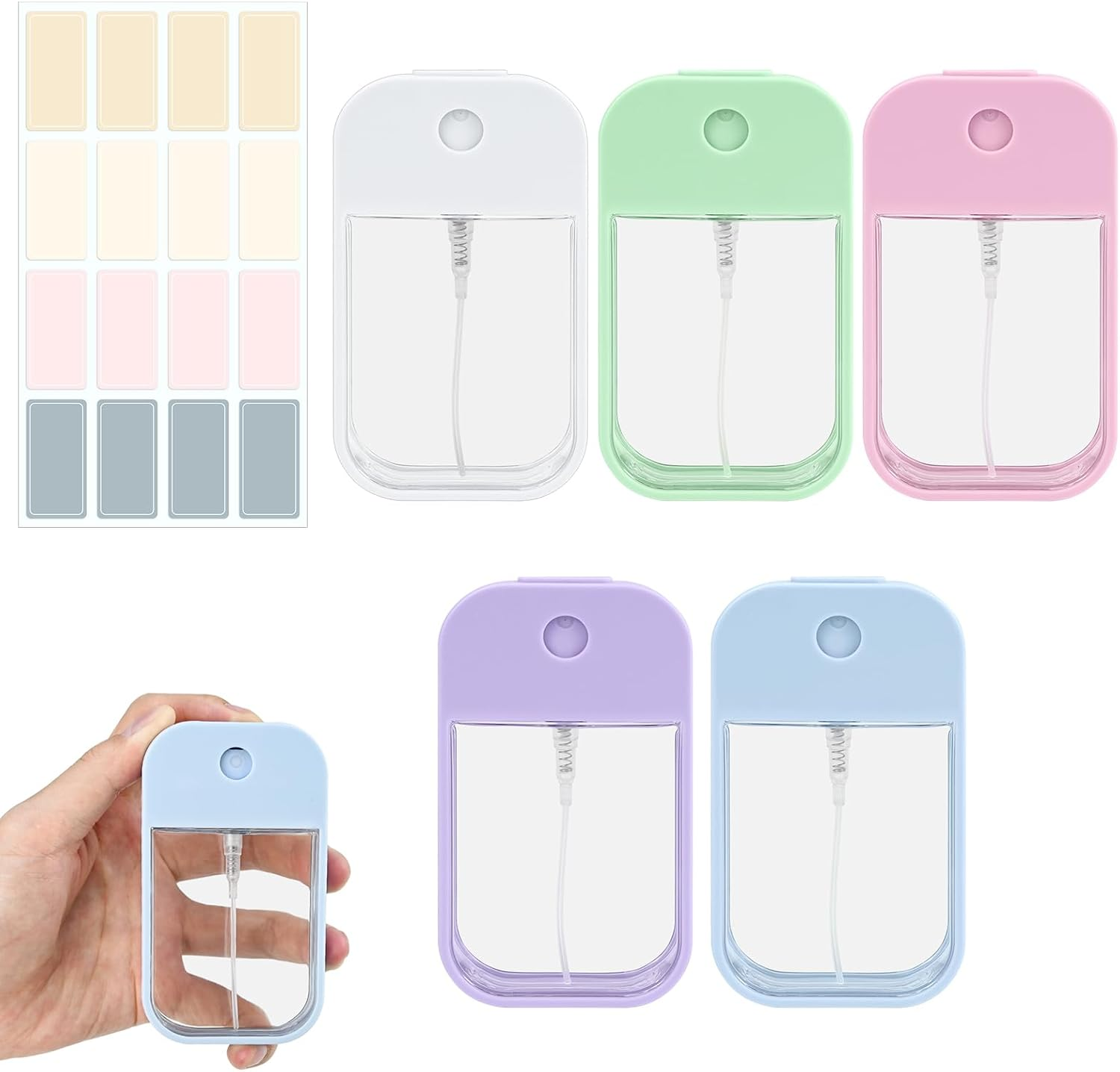 Alethron Small Spray Bottle, Pack of 5 Perfume Filler with Waterproof Label, 45 Ml Reusable Spray Bottle, Transparent Small Spray Bottles for Filling, Portable Perfume Atomiser image number 5