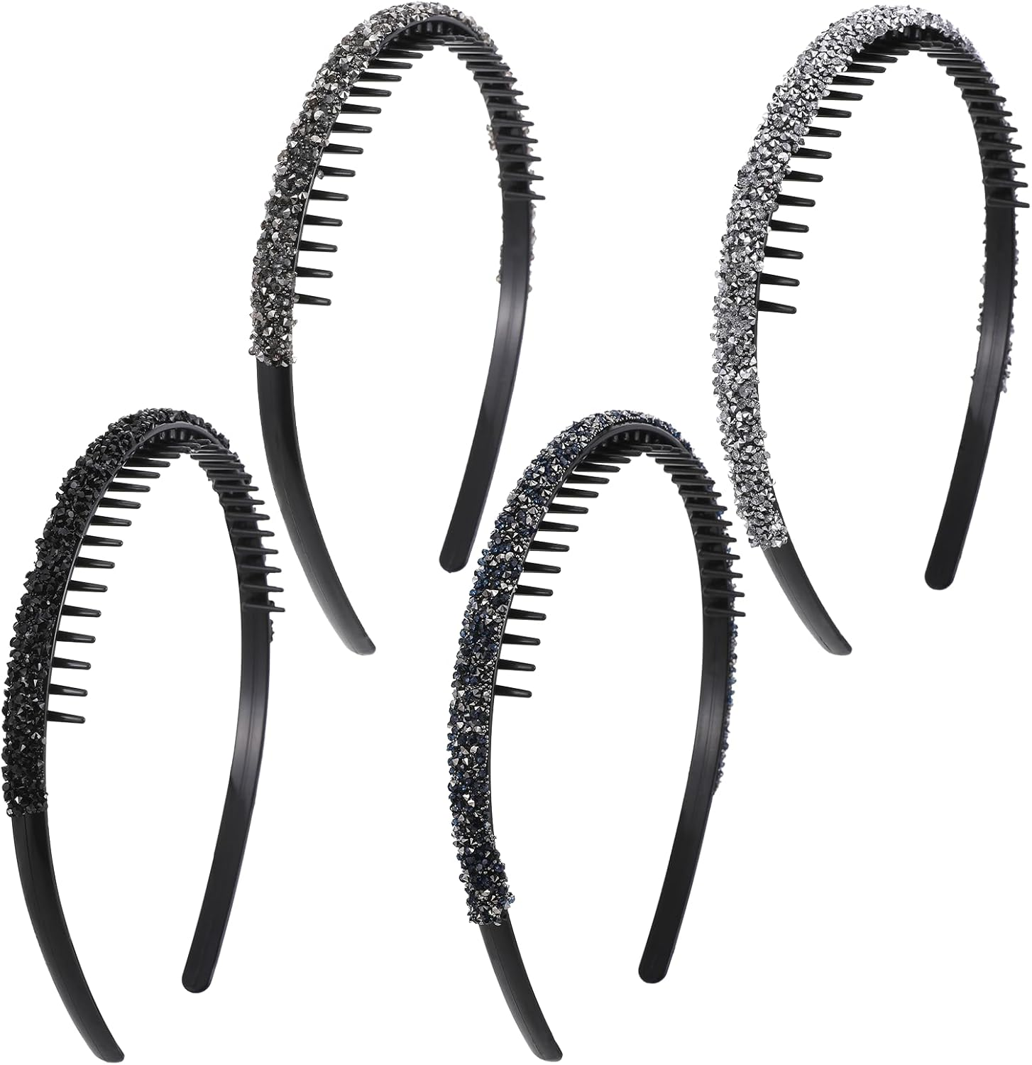 Thinp Pack of 4 Rhinestone Headbands, Non-Slip Headbands, Headbands with Crystal Teeth Comb, Fashionable Crystal Hair Band, Women'S Headband, Shiny Hair Bands, for Girls Daily Party Hair Accessories image number 4