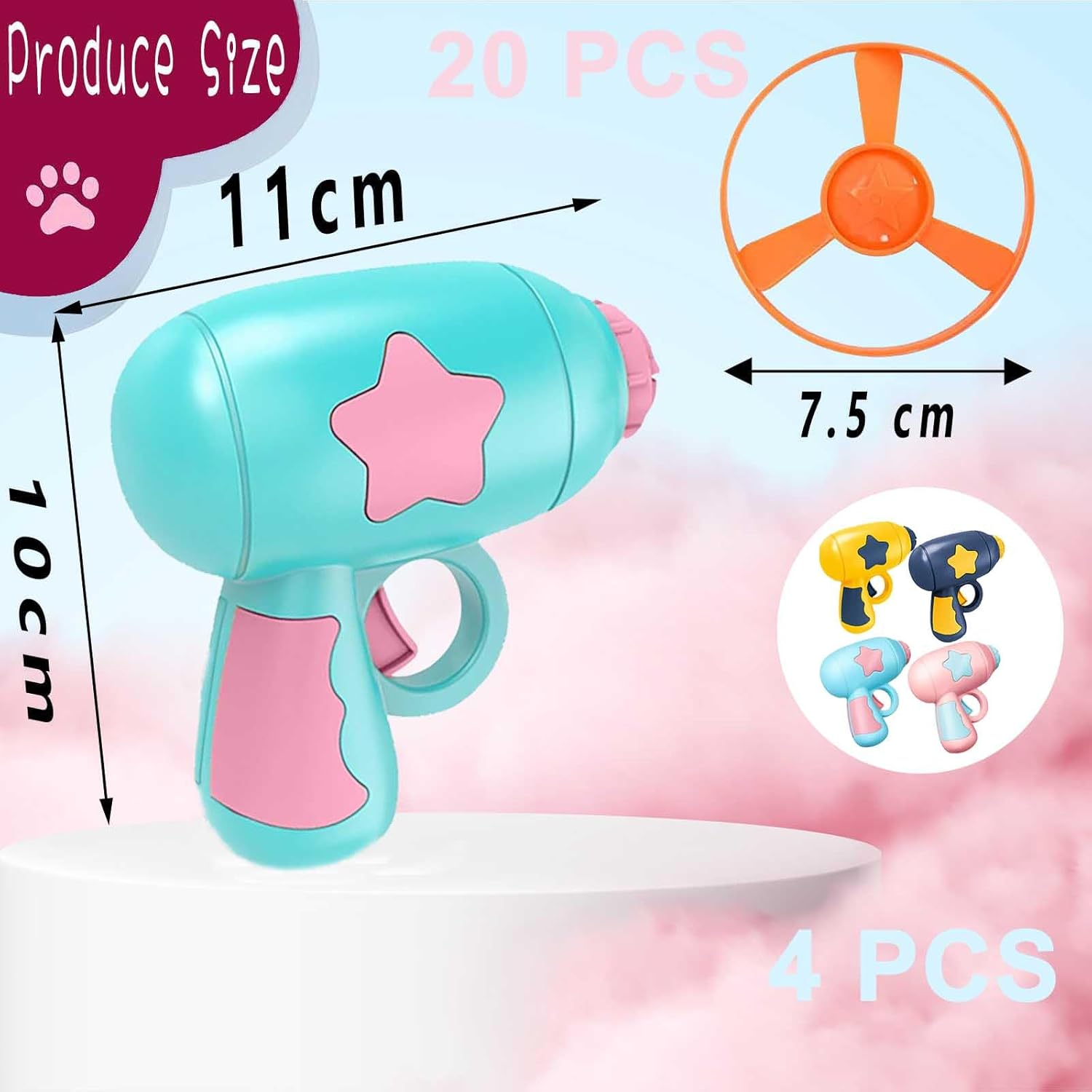 Gamrong Cat Toy Cat Fetch Toy Pet Toy for Cat, Cat Toy Sets 4 Launchers and 20 Colourful Flying Chasing Saucer Propellers for Interactive, Training, Hunting, Hitting image number 4