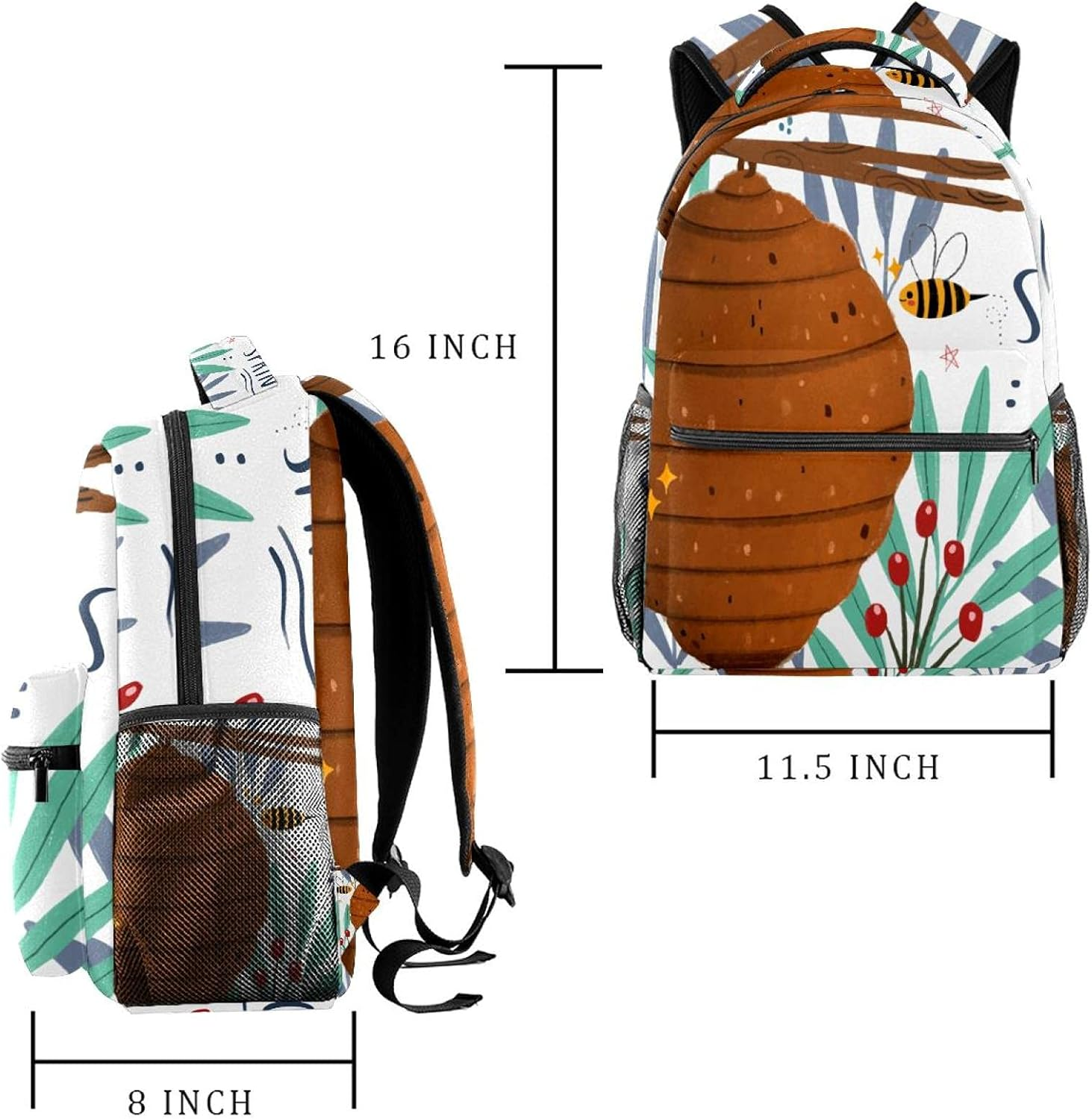 Bees Honey Spring Is Coming Season Backpack Students Shoulder Bags Travel Bag College School Tote Backpacks image number 1