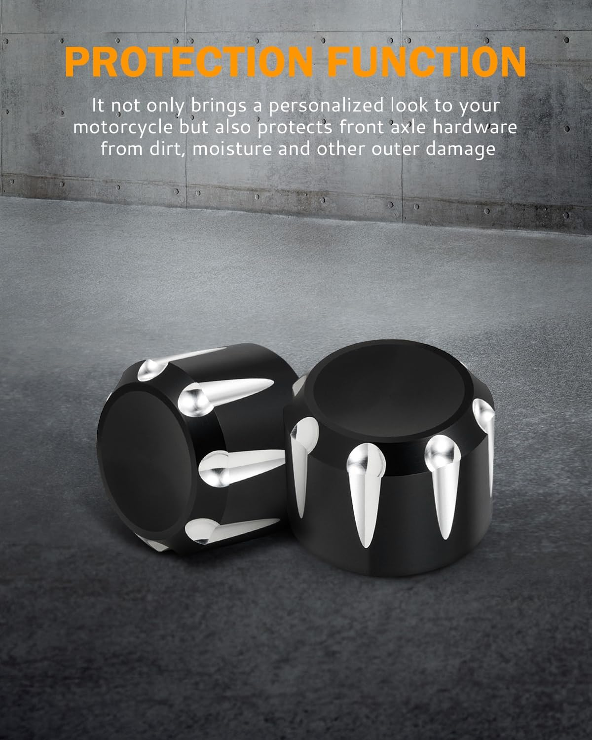 PBYMT Black Front Axle Nut Cover Cap Compatible for Harley Softail Electra Road Street Glide Sportster 2008-2019 image number 2