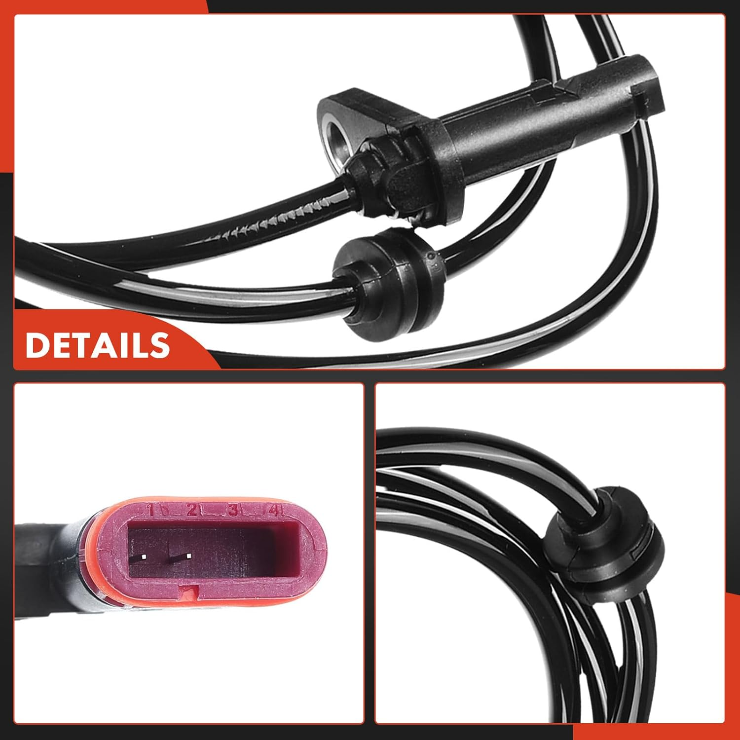 A-Premium Rear Left or Right ABS Wheel Speed Sensor - Compatible with Mercedes-Benz Models - W204 C63 AMG 2012, W212 E350/E550 2010-2013 - Rear Driver or Passenger Side, Replaces 2075400317 image number 3