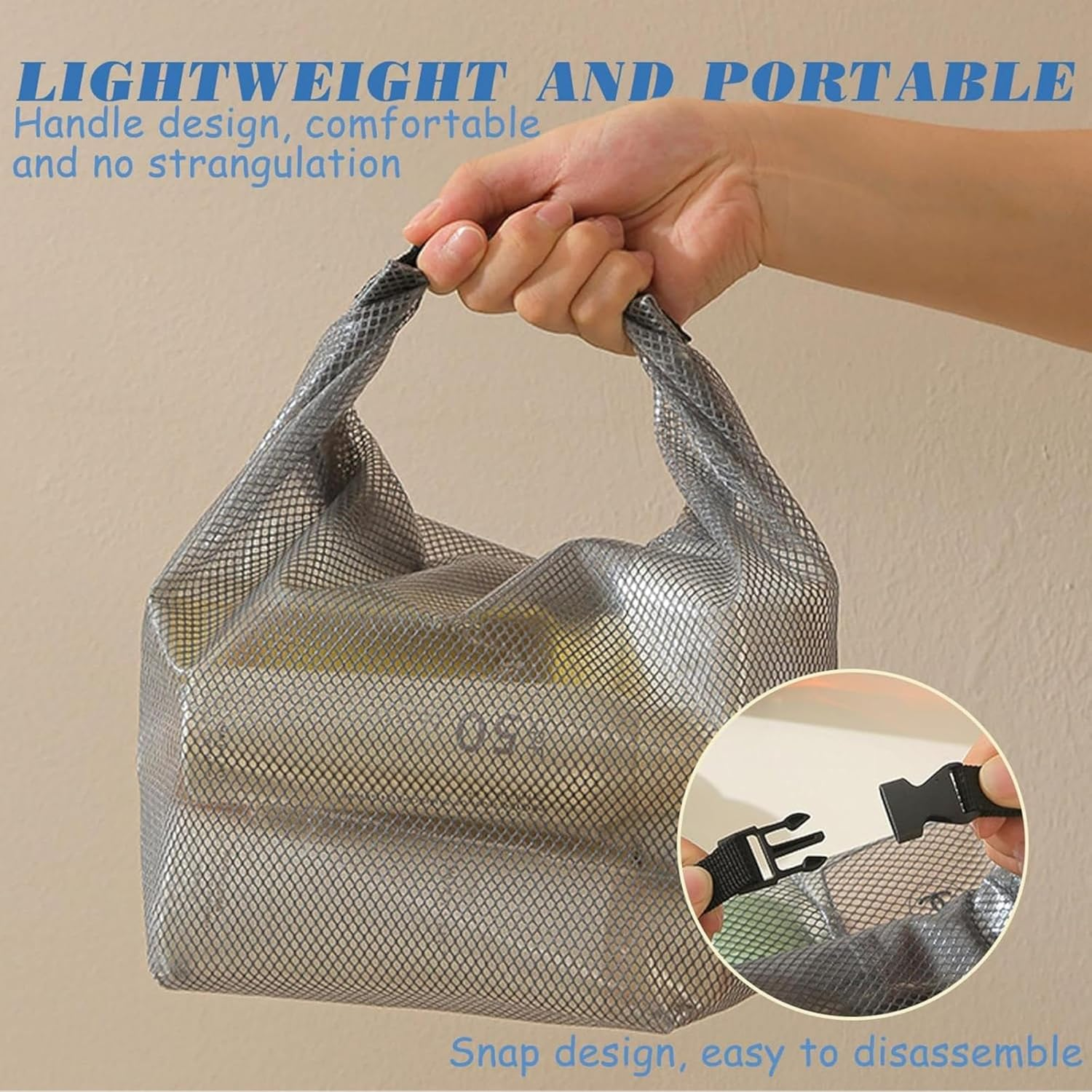 Women'S Fully Waterproof PVC Tote Bag | Grey Mesh Print Sealed Beach, Swim & Gym Bag | Multi-Purpose Travel & Shopping Carryall | 27X11.5X24.5Cm image number 1