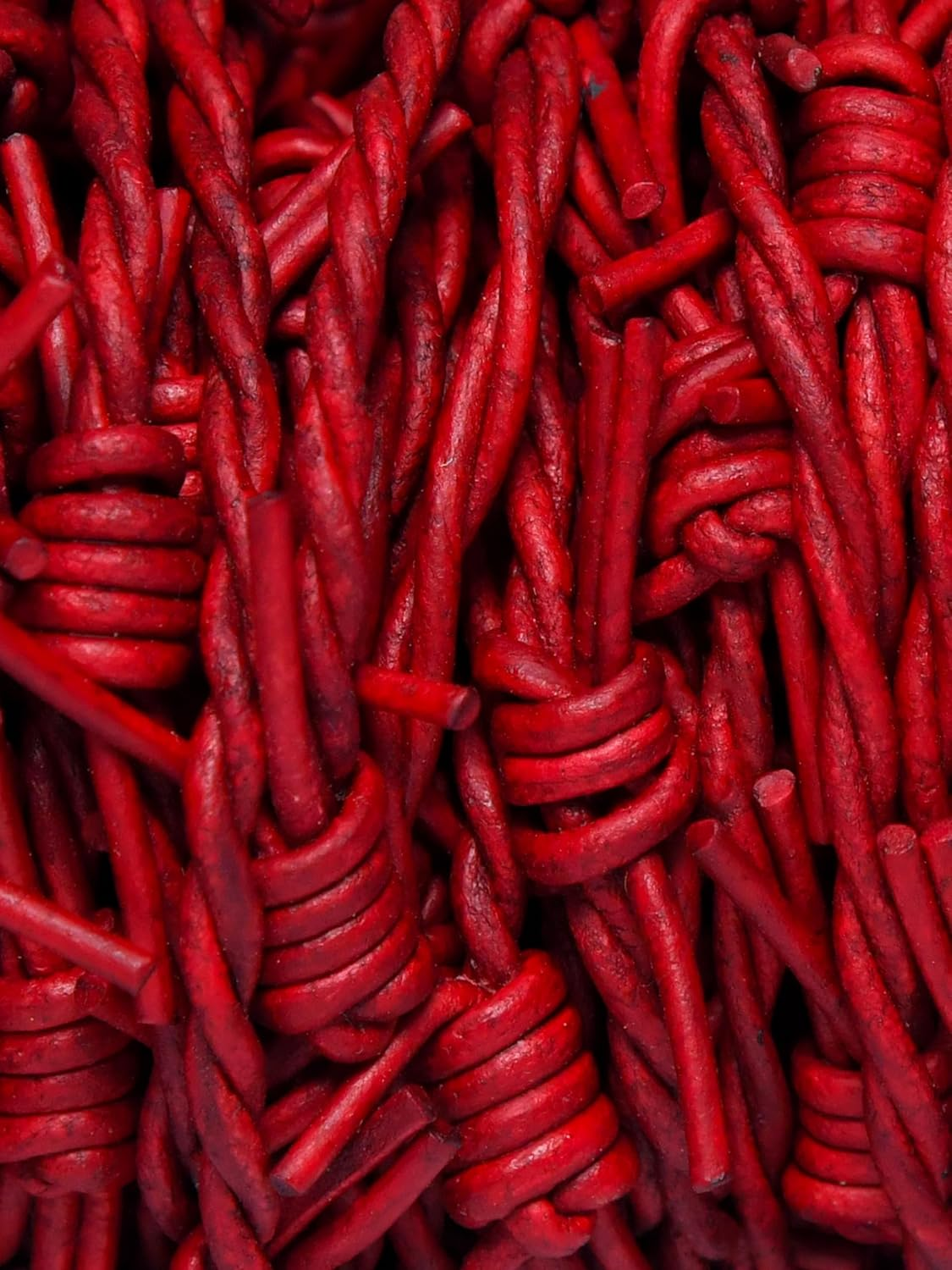 Metallic Cords Essentials Fake Barbed Wire Braid of 1.5 Mm round Leather Cord 10 Meter (32.8 Feet) (Blood Red) - Blood Red image number 6