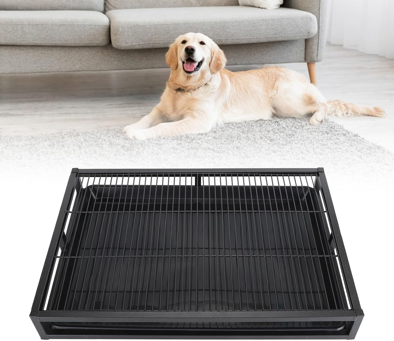 Dog Potty Tray, Metal Dog Toilet Training Tray, Reusable Puppy Dog Training Toilet, Dog Pee Pad Holder for Indoor & Outdoor (Medium) image number 2