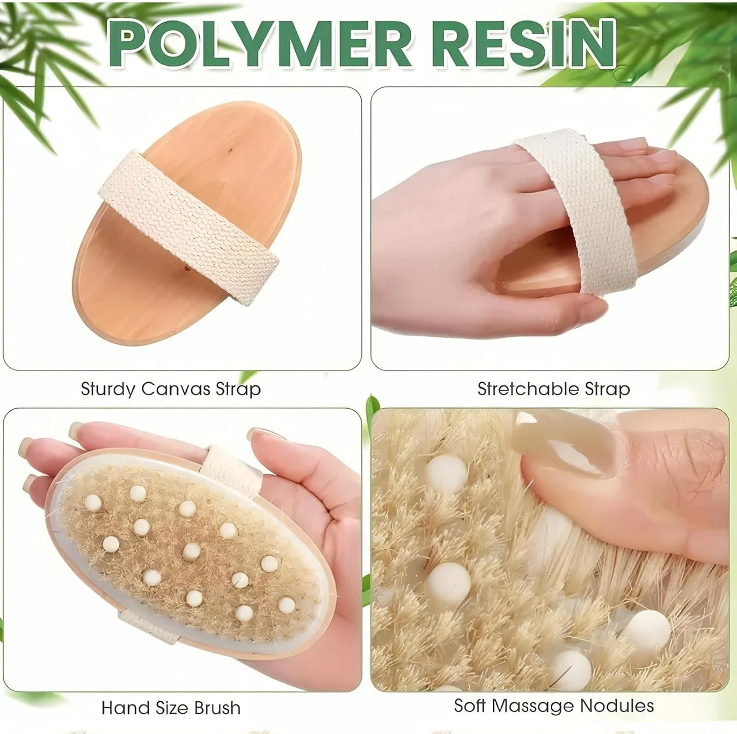 Dry Brushing Body Brush Set,Exfoliating Brushes with Massage Nodules for Back and Body,Boost Circulation,Remove Dead Skin,Improve Skin Texture,Lymphatic Drainage and Cellulite Treatment Body Brush image number 4