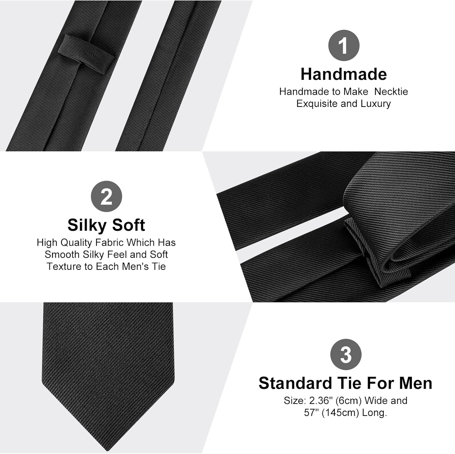 URAQT Men Ties, Classic Men'S Solid Color Necktie, Premium Pure Color Skinny Necktie with Multiple Colors image number 2