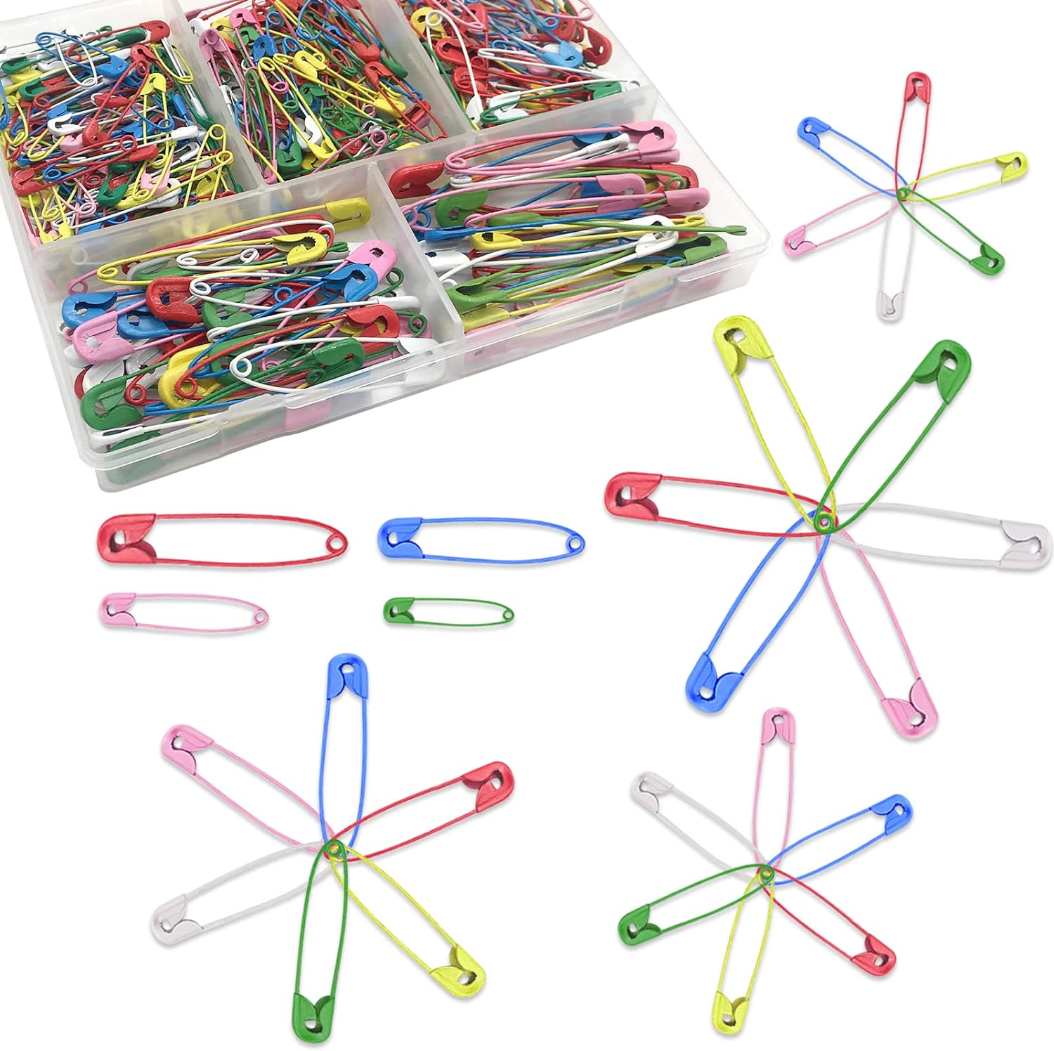 130 Colored Mini Metal Safety Pins with Storage Box, 4 Sizes (28Mm, 32Mm, 38Mm, 45Mm) for Art, Craft, Sewing, Jewelry Making, Dressmaking image number 4
