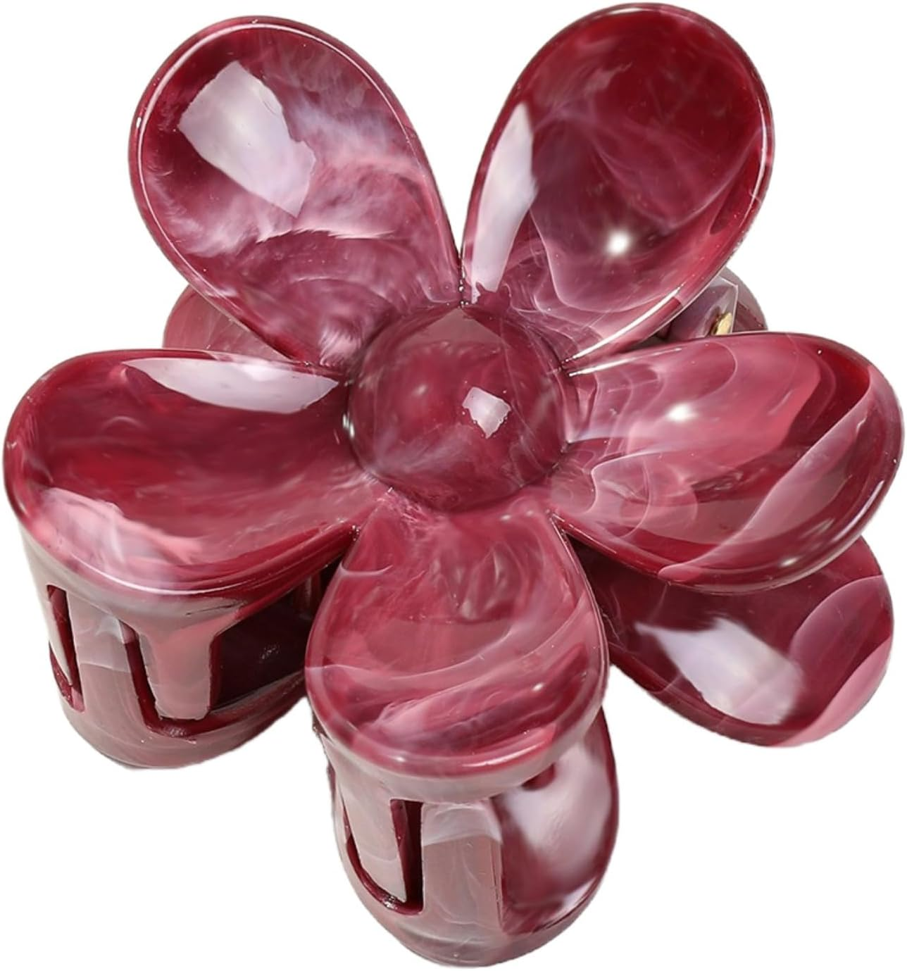 Whakano Women'S Flower Hair Clips, Non-Slip Plastic Hair Clip, Hair Clip, Claw Clip, Strong Hold, Claw Clips, Hair Styling Accessories for Women, Party, Beach, Pool, Holiday, Wine Red, Pack of 1 image number 5