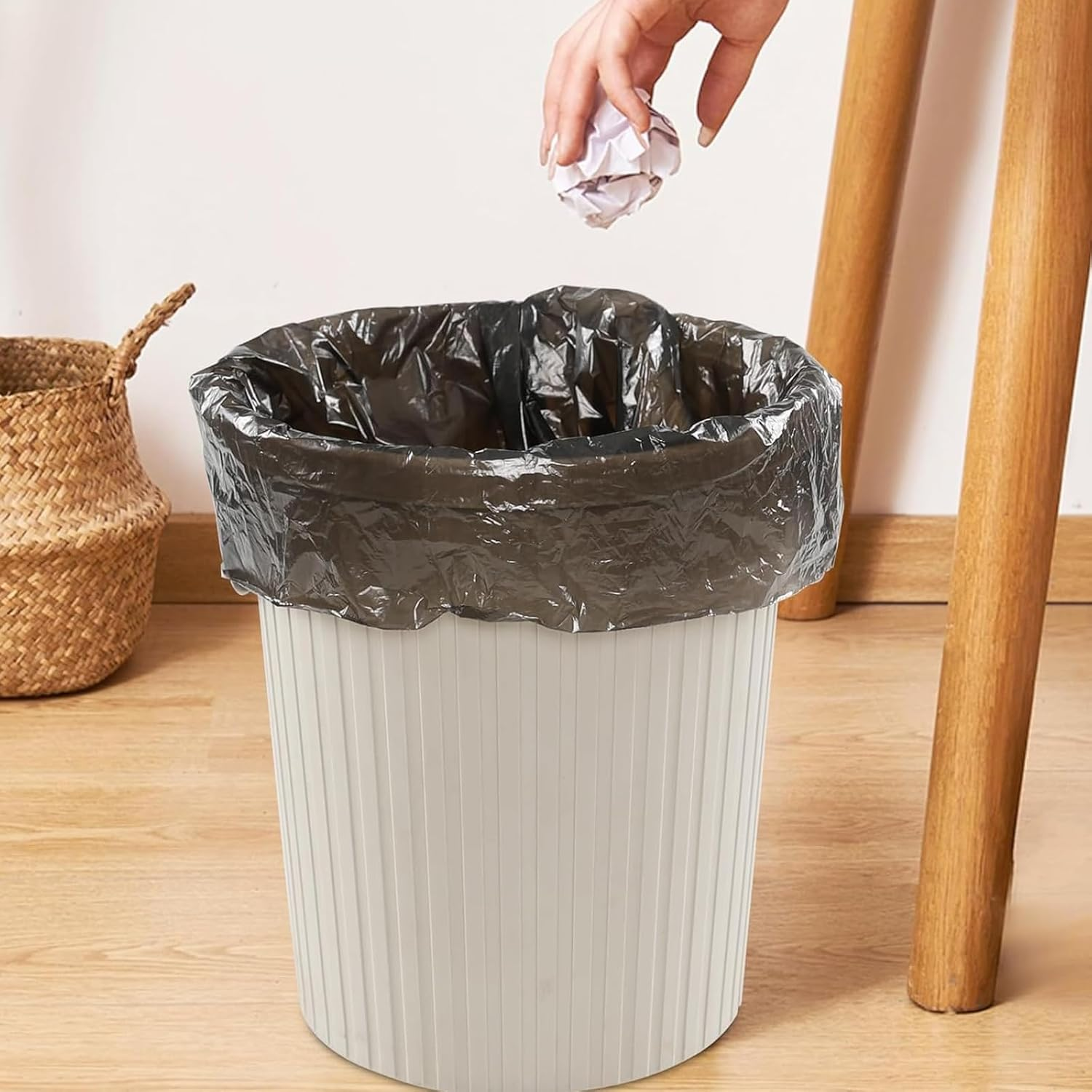 Ultiunison 50 Pcs Garbage Bags Trash Bin Bags, Bin Liner Plastic Rubbish Bags Multi-Purpose Small Garbage Bags for Kitchen,Bathroom,Office (Black, 45X50) image number 1