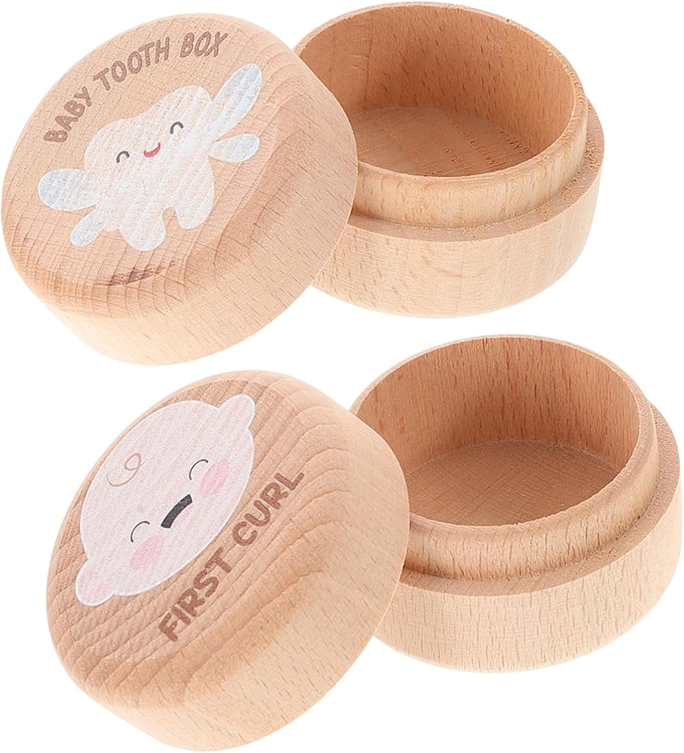2Pcs Wooden Tooth Keepsake Box Tooth Storage Box Boys and Girls Birthday for Preschool Girl Boy to Preserve Precious Memories image number 2