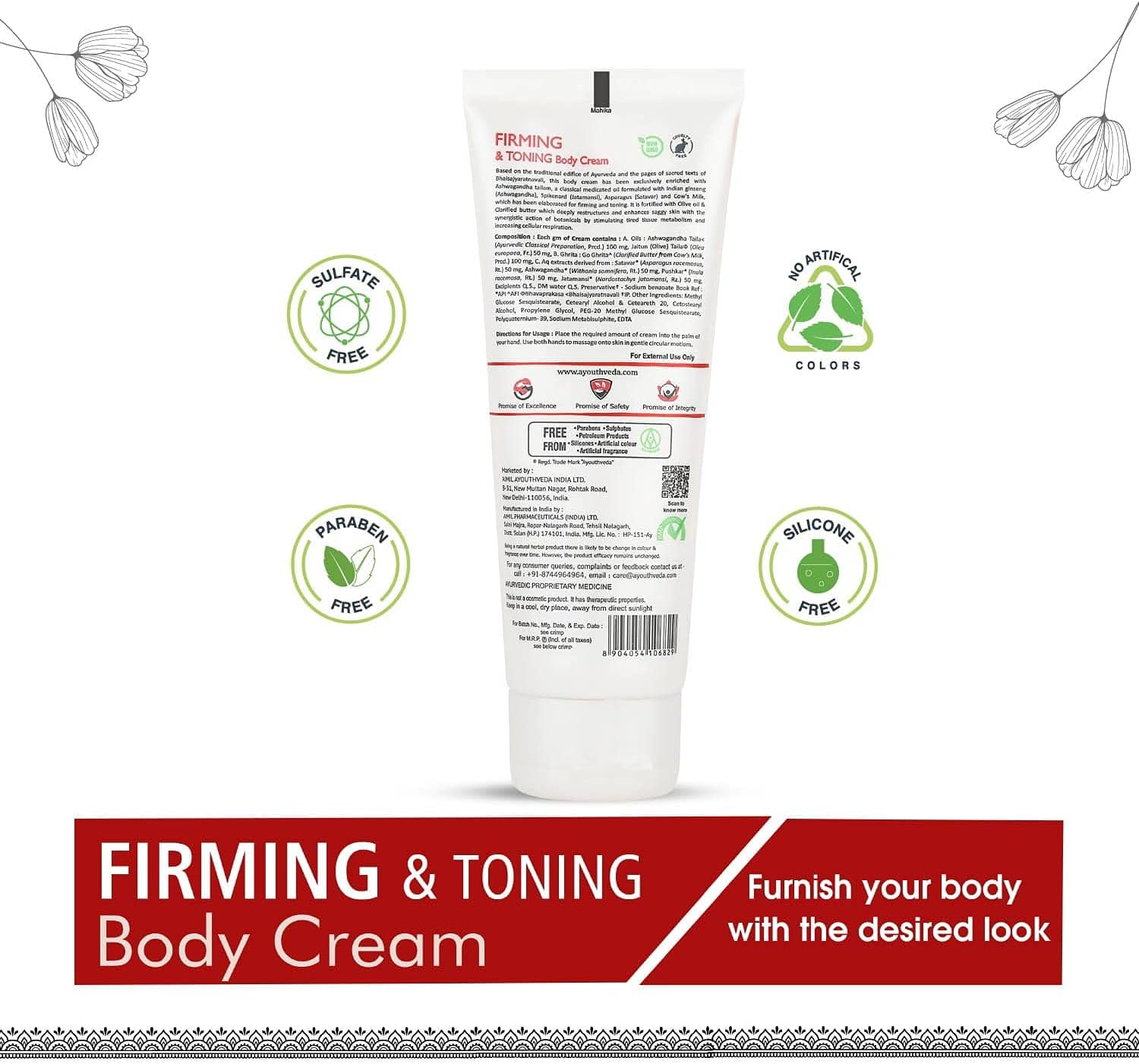 Ayouthveda Firming & Tonning Body Cream for Enhance Elasticity, Deeply Nourished Skin, Strengthens Ligament, Tightens Loose Tissues (Pack of 1; 100G Each) image number 5