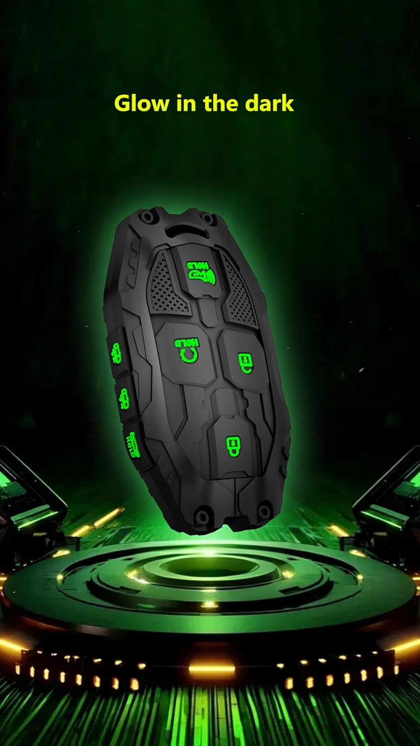 TALKMOON Key Fob Cover for Hyundai 7 Buttons Key Case,Heavy Key Shell Protector Accessories for Hyundai Sonata Santa Fe Tucson KONA Grandeur Ioniq 6 Key Fob (Model-B-Black) image number 1