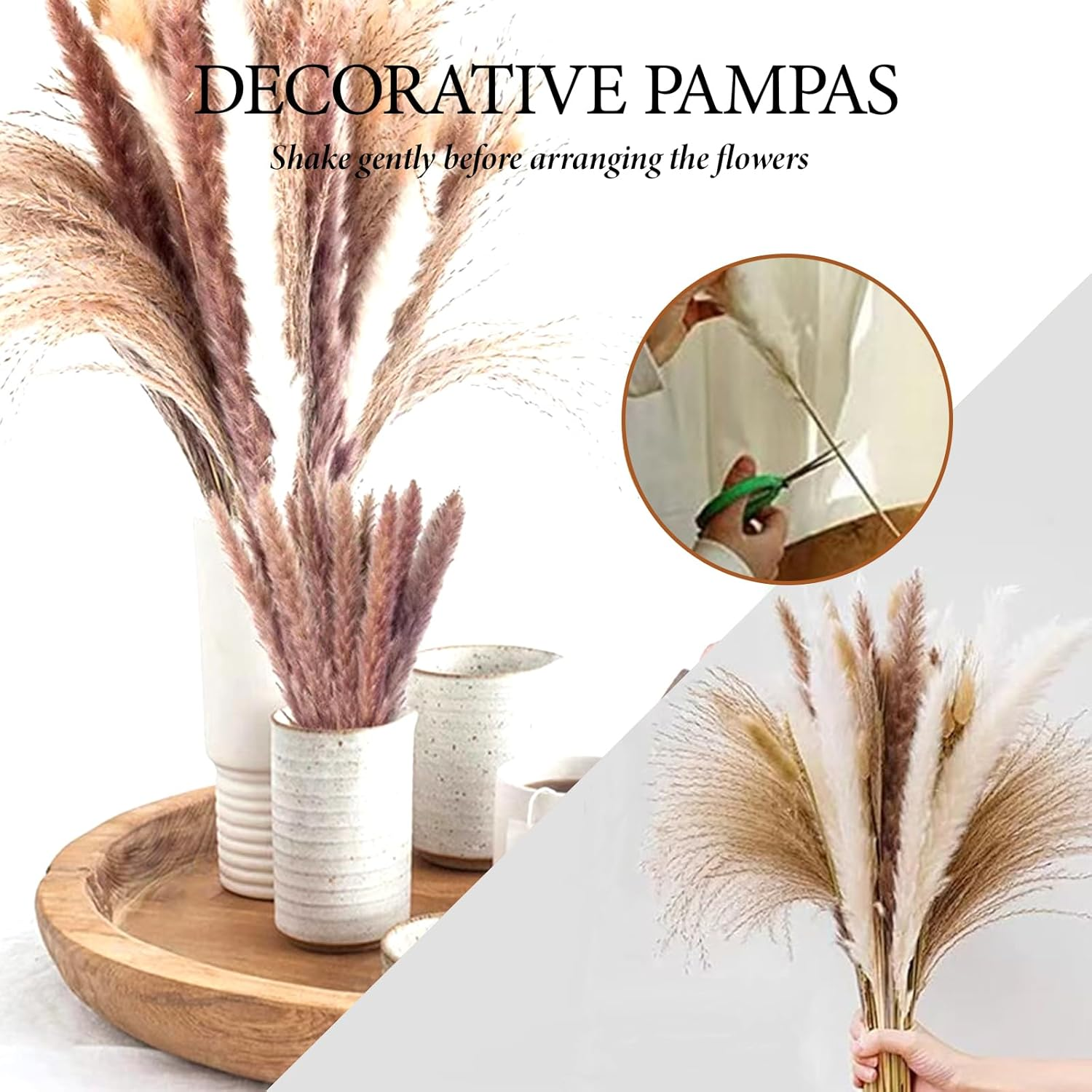 100 Pieces of Pampas Decorations, Dried Pampas Grass Decorations, Dried Tail Flowers, Vase Filling Decorations, Wedding Bouquets, Home Decor image number 4