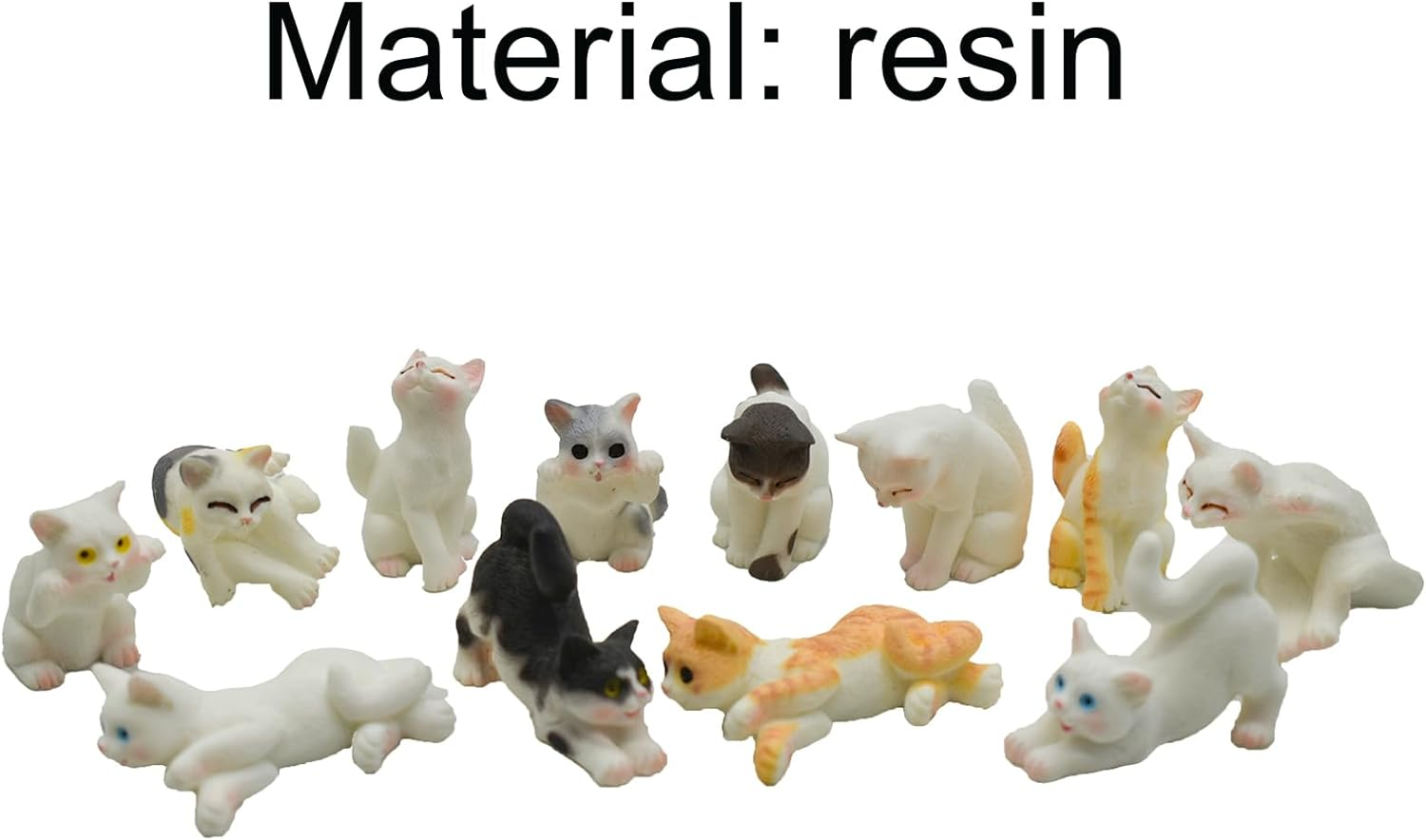 Pinenjoy 12Pcs Realistic Miniature Cat Figurines Mini Kitty Characters Figures Cute Resin Cake Topper for DIY Easter Eggs Christmas Birthday Gift School Project Landscape Bonsai Craft Decor