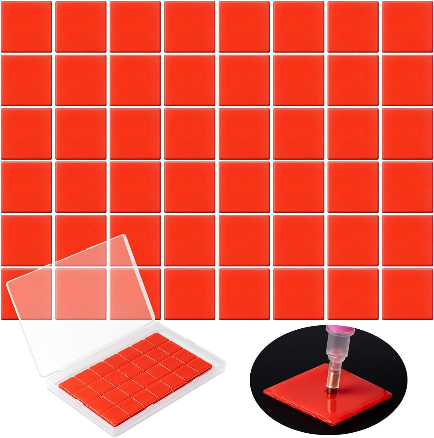 100 Pcs Diamond Art Wax, Red Painting Glue Clay DIY Diamond Embroidery Wax Tool Set with Storage Box for Embroidery Accessories Tool Set, Diamond Dot Projects (1 In) image number 1