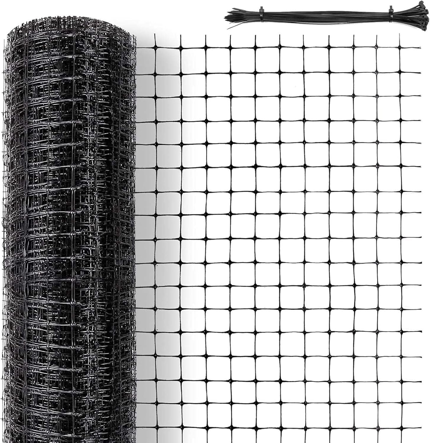 Deer Fence Netting, 7X33Ft Garden Bird Netting for Chicken Coops, Plant Covers Fine Mesh Protection Net Black Heavy Duty Trellis for Vegetables image number 1