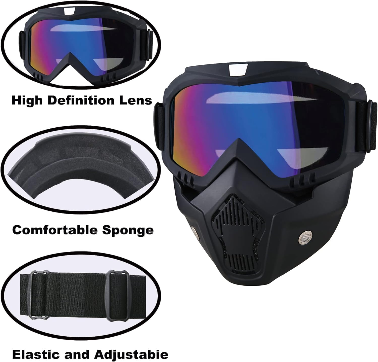 Paintball Mask anti Fog,Tactical Full Face Mask Ski Mask Goggles Detachable Adjustable,Motorcycle Riding Face Protection Colorful ﻿
