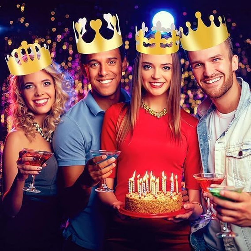 32Pcs Gold Paper Crowns, Birthday Crowns for Kids, Paper Prince Princess Crown Foil Party Crown Hat Cap for School Classroom Baby Shower Birthday Party Supplies image number 1