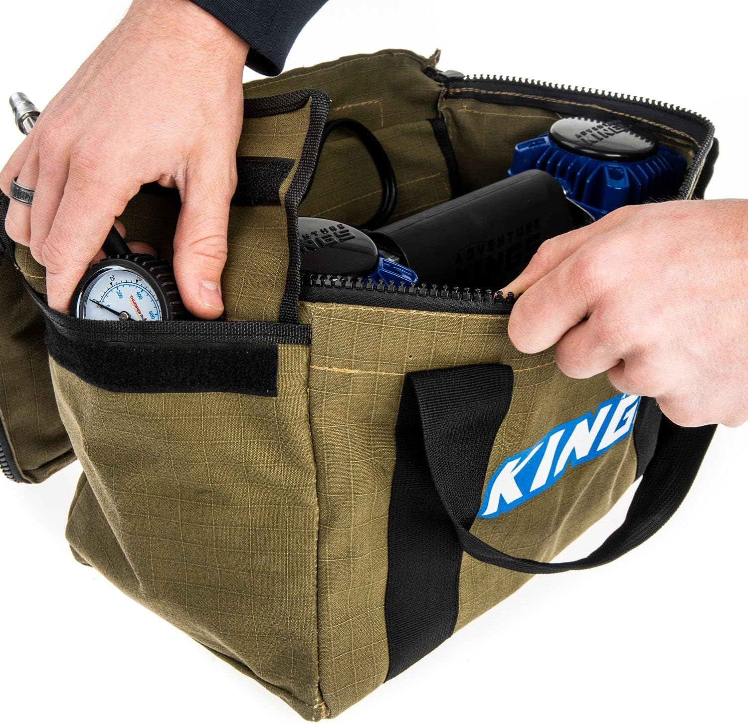 Adventure Kings Air Compressor Portable Canvas Carry Bag 400GSM Internal Pockets image number 6