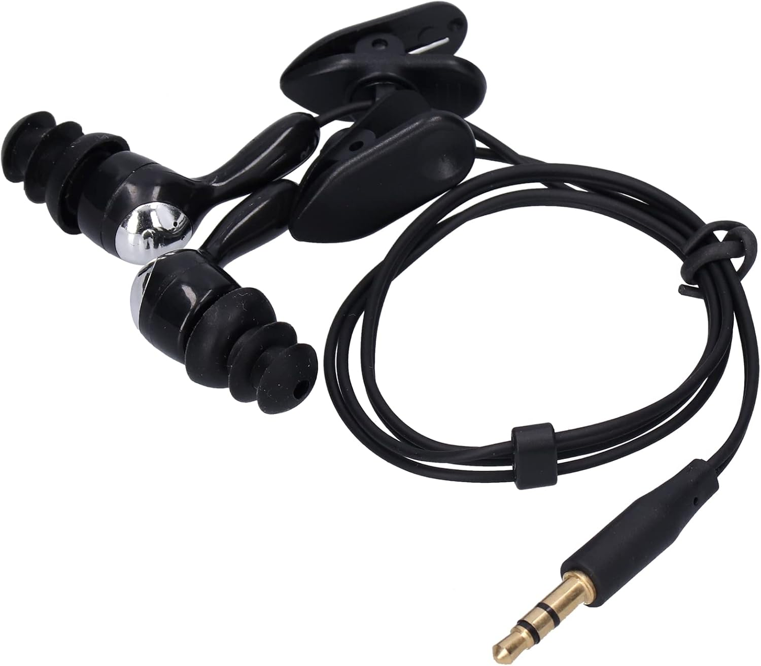 Waterproof Sports Short Cable Headphones for Swimming and Underwater Activities, In-Ear Style, Noise Cancel Ling Earbuds for MP3 Players (Black)