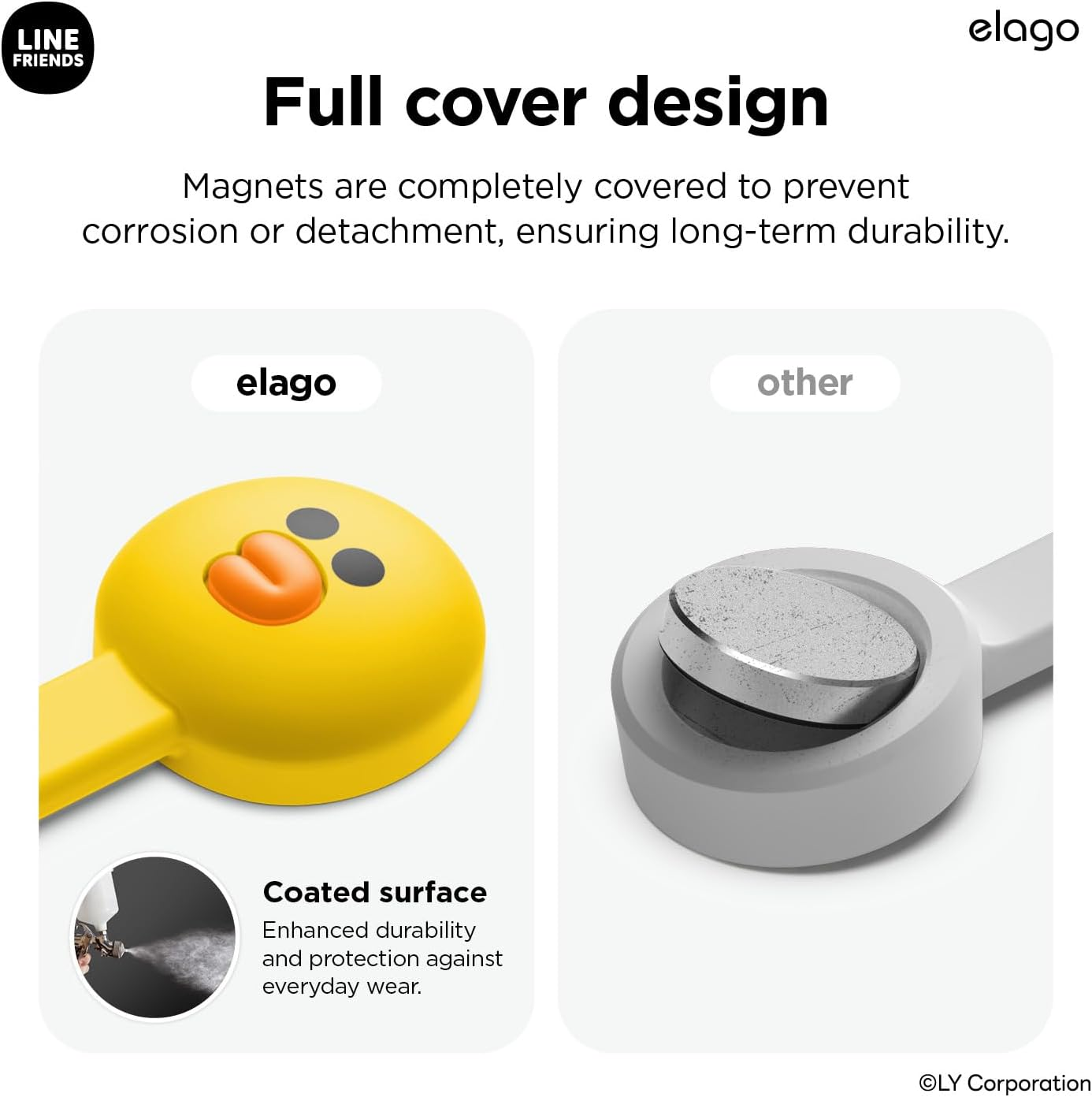 Elago | LINE Friends Magnetic Cable Ties, Premium Silicone Cord Organizer, Reusable Magnetic Cable Organizer [Official Merchandise] (Sally)