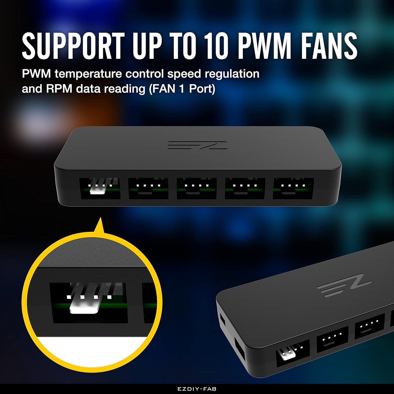 EZDIY-FAB 10-Port PWM Fan Hub/Splitter for 4-Pin & 3-Pin Fans, Only Use One MB Header image number 4