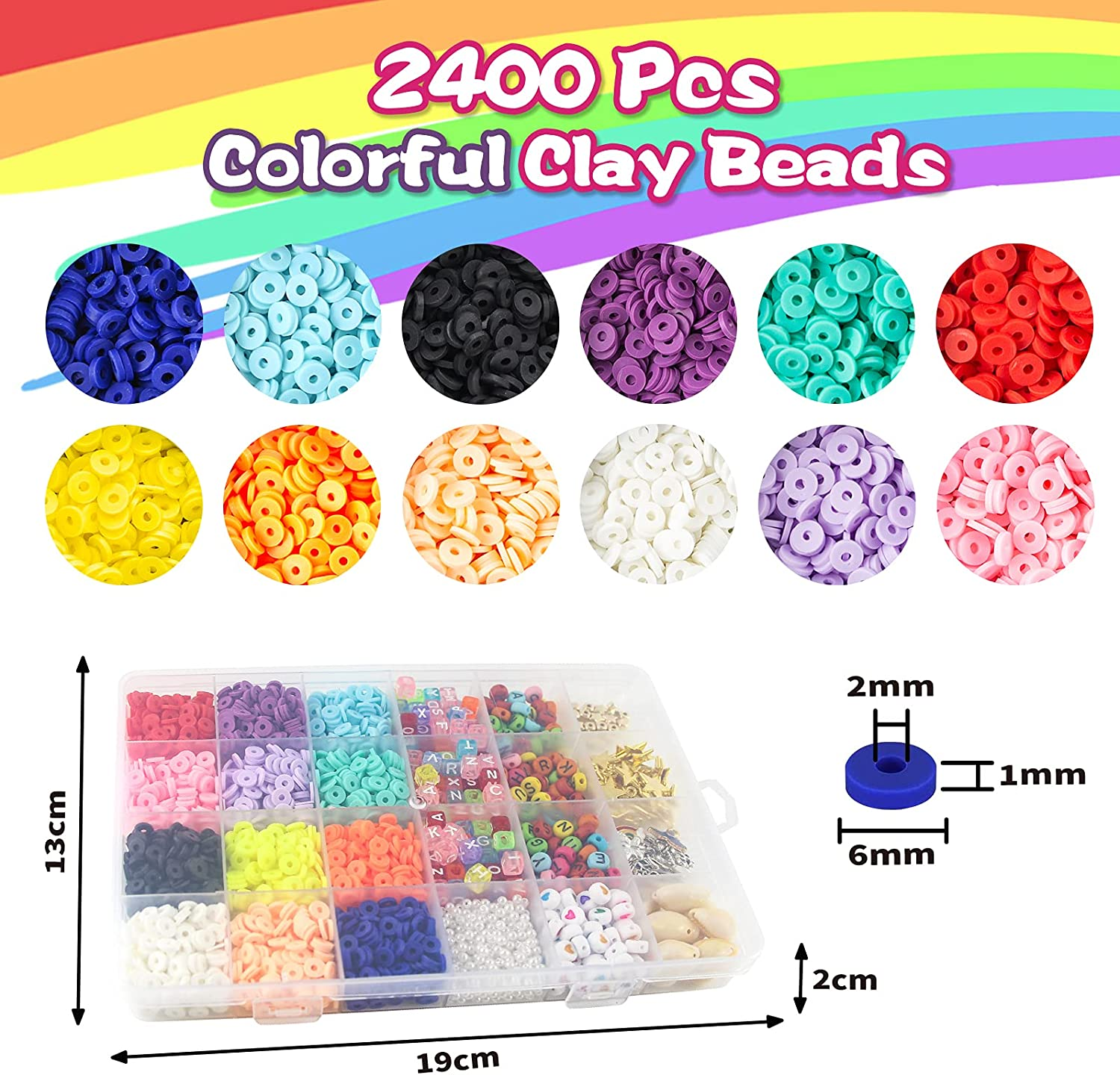 AKILION Beads for Jewellery Making Kit Includes 5500 Pcs Glass Seed Beads 2400 Pcs Flat Clay Beads 820 Pcs Alphabet Beads Pearl Beads Pendant Jewelry Wire, DIY Beading Kit, Necklace Bracelet Earring Making Kit, Arts & Drafts Supplies for Kids, Gift Set for Teens Girls image number 2