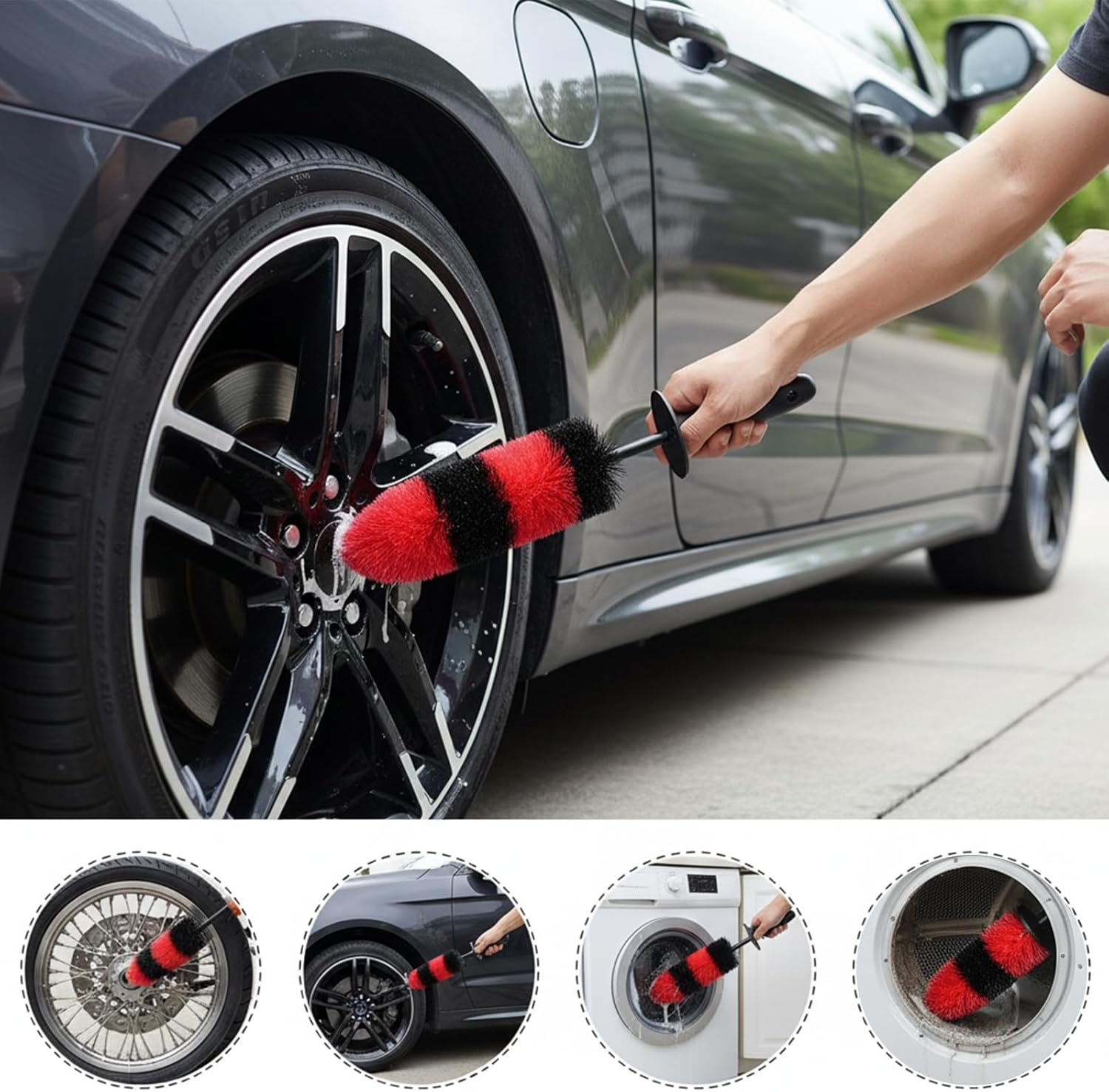 Wheel Brush for Car Detailing, Ergonomic Handle, Durable Design, Multi-Purpose Usage, Compatible with Cars, Trucks, Motorcycles - Ruibex image number 4
